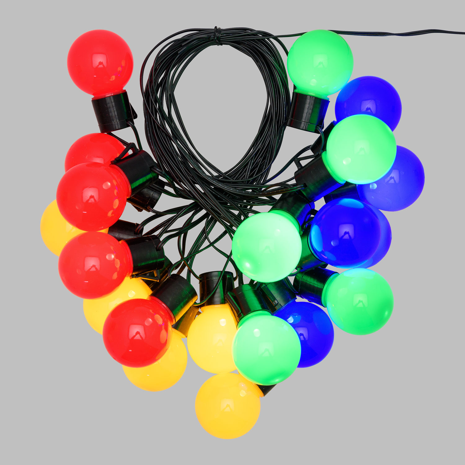 10m Festoon Lights, 20 Ø 50mm Multi Coloured Bulbs, Warm White LED 5 10m Festoon Lights, 20 Ø 50mm Multi Coloured Bulbs, Warm White LED 5