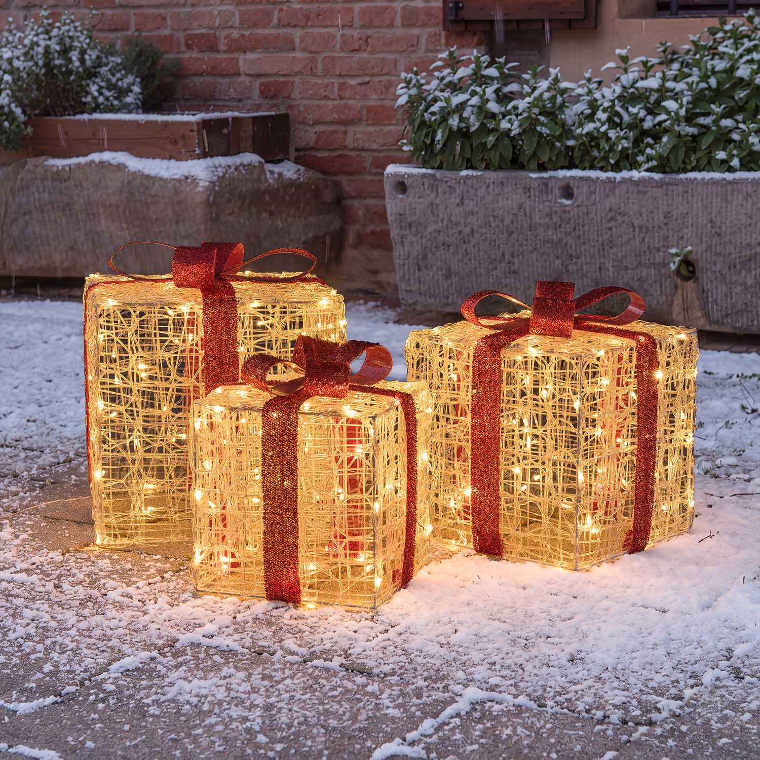 Set 3 Pacchi Regalo in acrilico, 240 Dual Color LED bianco caldo e bianco freddo 14