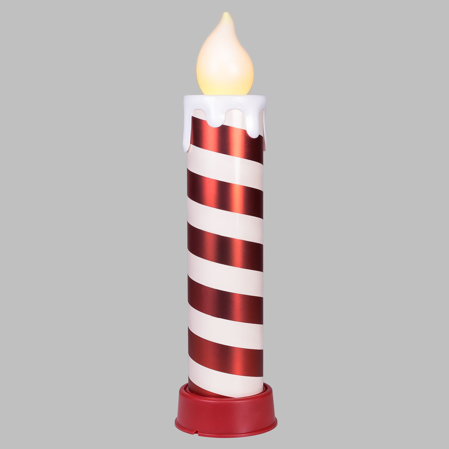 Bougie Géante blanche et rouge à piles, h 58 cm, effet flamme, LED blanc chaud Bougie Géante blanche et rouge à piles, h 58 cm, effet flamme, LED blanc chaud