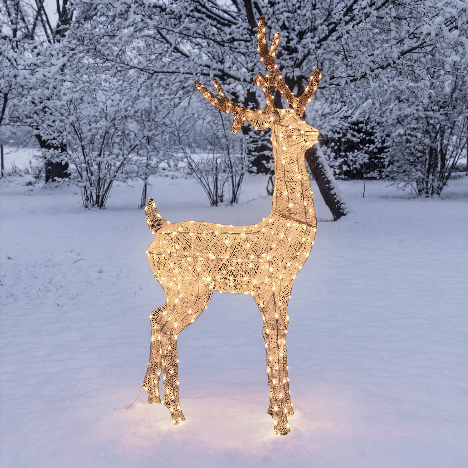 Renna 3D Light Cream & Brown, h 380 cm, 200 Dual LED bianco extra caldo e bianco freddo 12