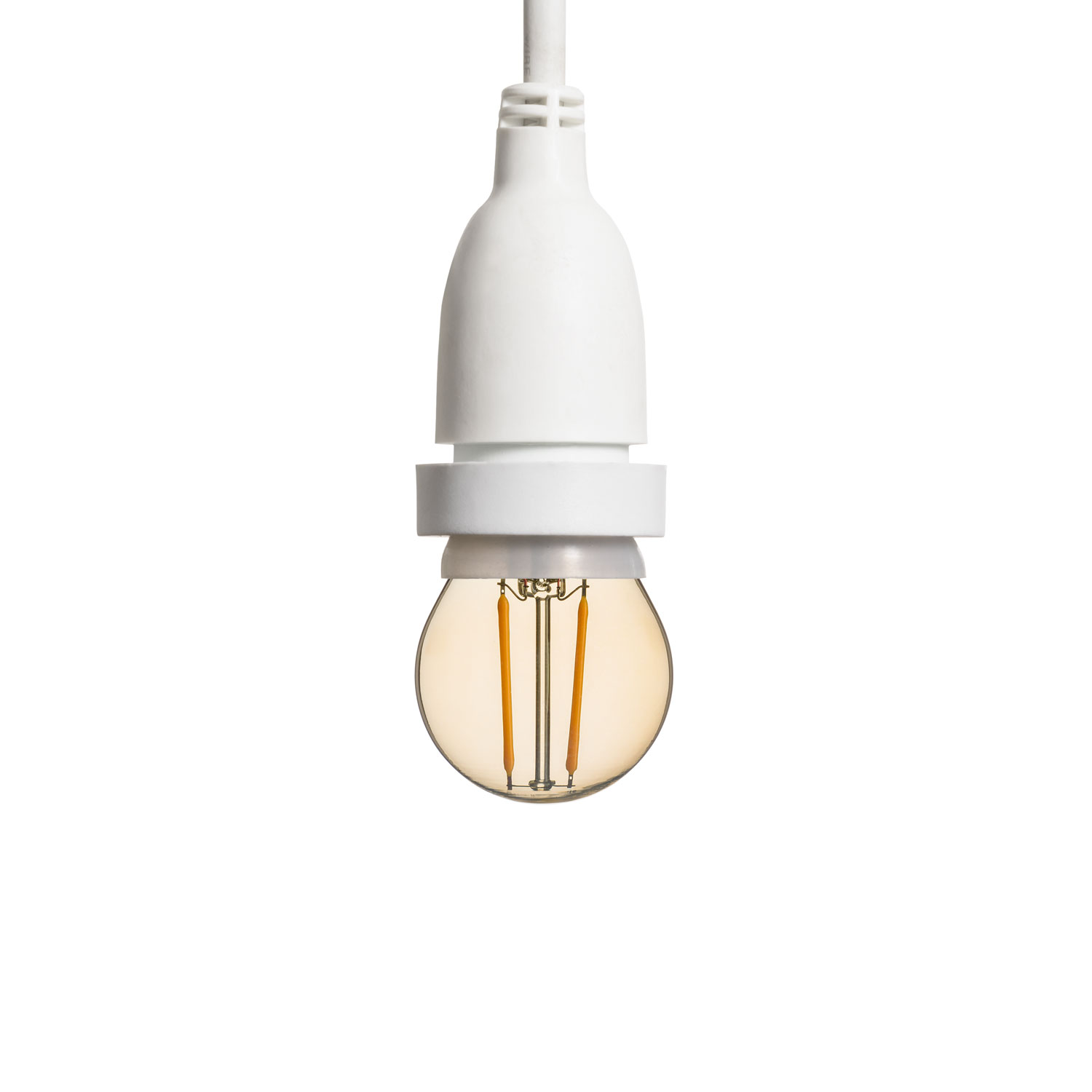 Bombilla de 2W globo Ø 45 mm colgante, 4 metros de cable blanco 2 Bombilla de 2W globo Ø 45 mm colgante, 4 metros de cable blanco 2