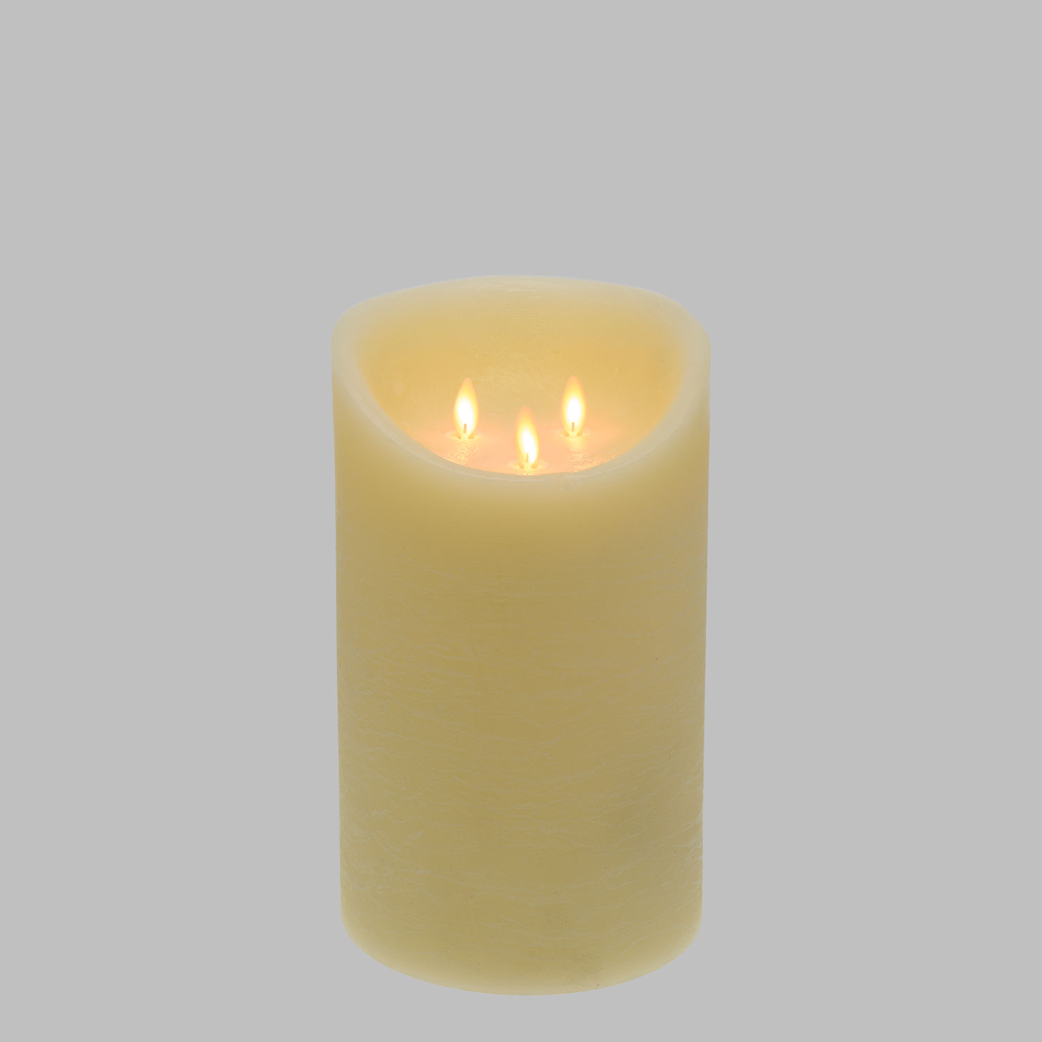 Vela marfil Led de cera rústica 3 llamas, h. 25 cm 4 Vela marfil Led de cera rústica 3 llamas, h. 25 cm 4