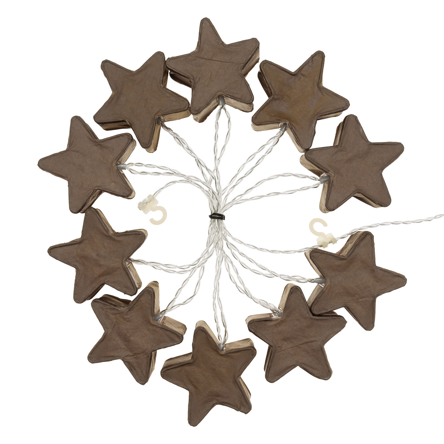 Deko-Lichterkette 10 Sterne aus braunem Papier Ø 75 mm, LED warmweiß 3 Deko-Lichterkette 10 Sterne aus braunem Papier Ø 75 mm, LED warmweiß 3