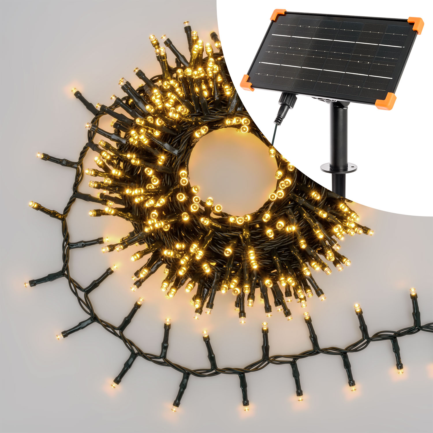 Guirlande solaire Ruban de Lumière de 20 m, 1000 led blanc chaud avec Power Bank et recharge USB Guirlande solaire Ruban de Lumière de 20 m, 1000 led blanc chaud avec Power Bank et recharge USB