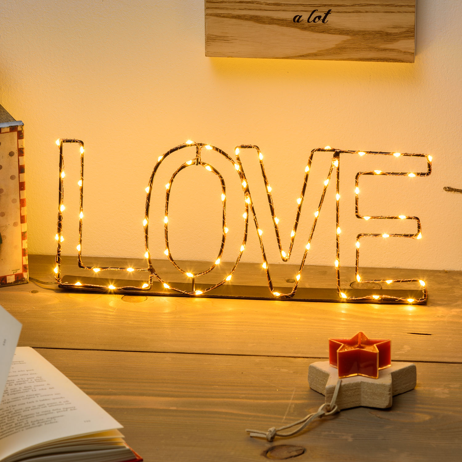 Leuchtschrift LOVE 36 x h 15 cm, 75 Micro LEDs warmweiß 1 Leuchtschrift LOVE 36 x h 15 cm, 75 Micro LEDs warmweiß 1