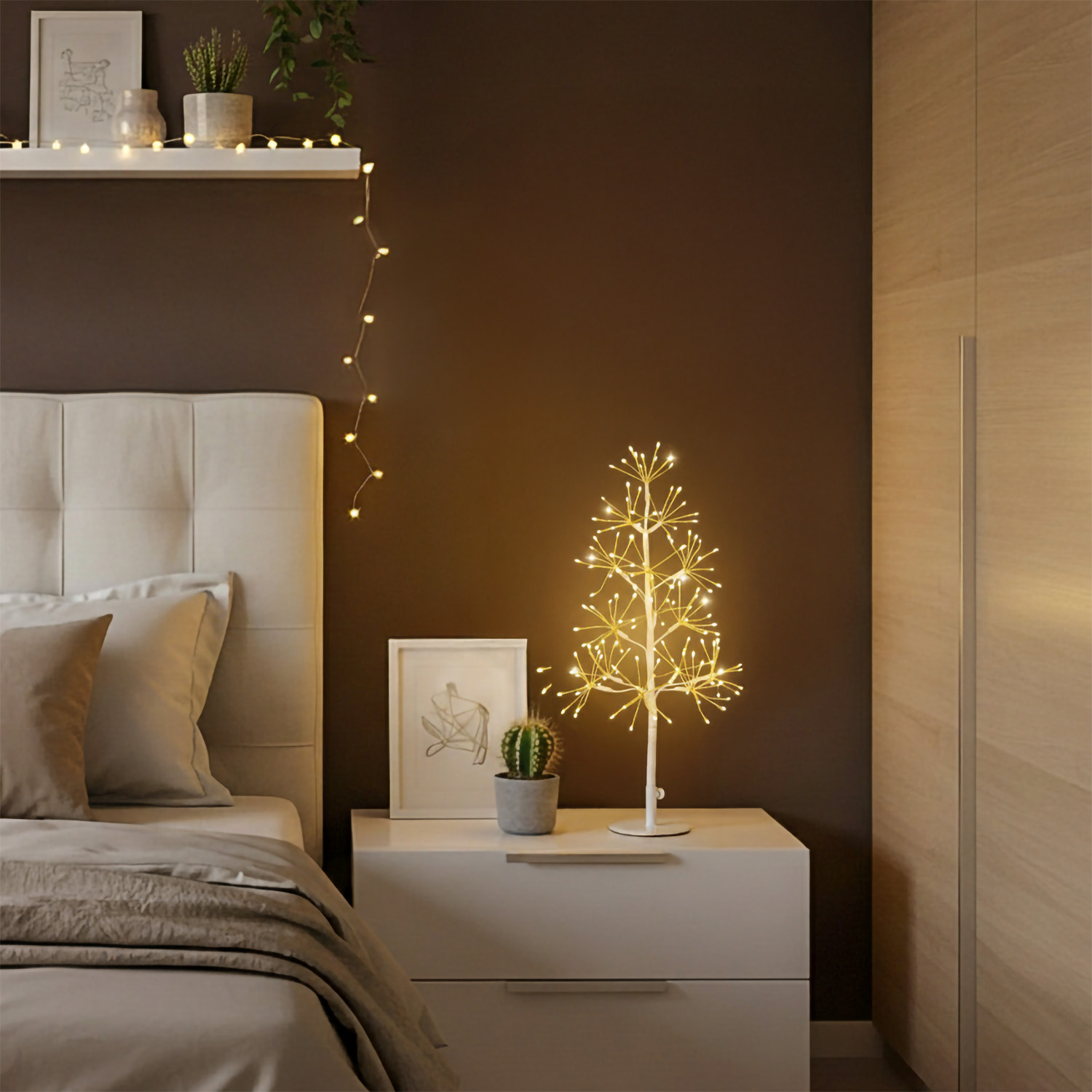 Weißer Tannenbaum RICCO, H 45 cm, 150 Micro-LEDs warmweiß, für Innenbereich