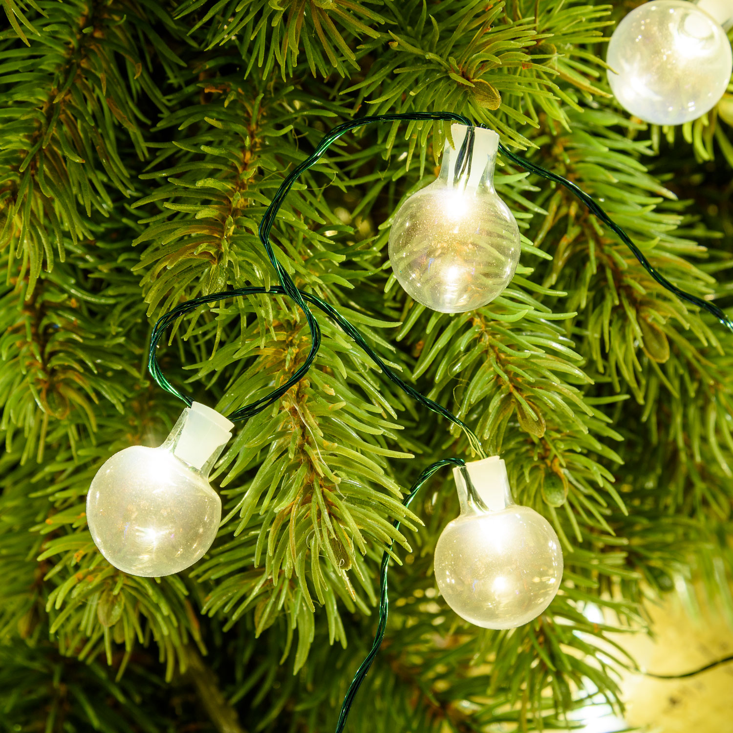 Deko-Lichterkette mit 80 Kugeln aus transparentem Glas, warmweiß 2 Deko-Lichterkette mit 80 Kugeln aus transparentem Glas, warmweiß 2