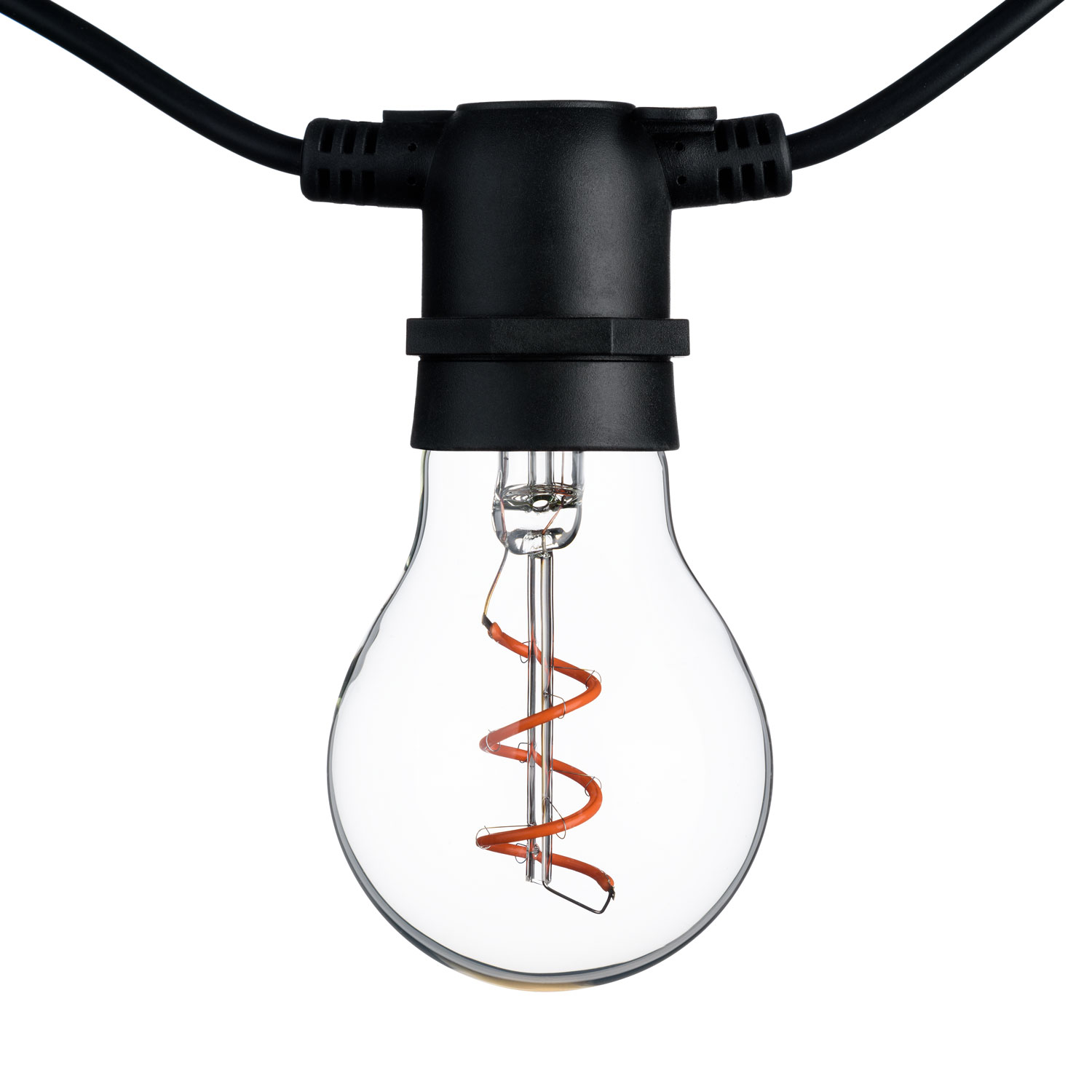 5m Festoon Lights, 10 Spiral E27 Ø6cm Bulb Lights, Red, Black Cable 3 5m Festoon Lights, 10 Spiral E27 Ø6cm Bulb Lights, Red, Black Cable 3
