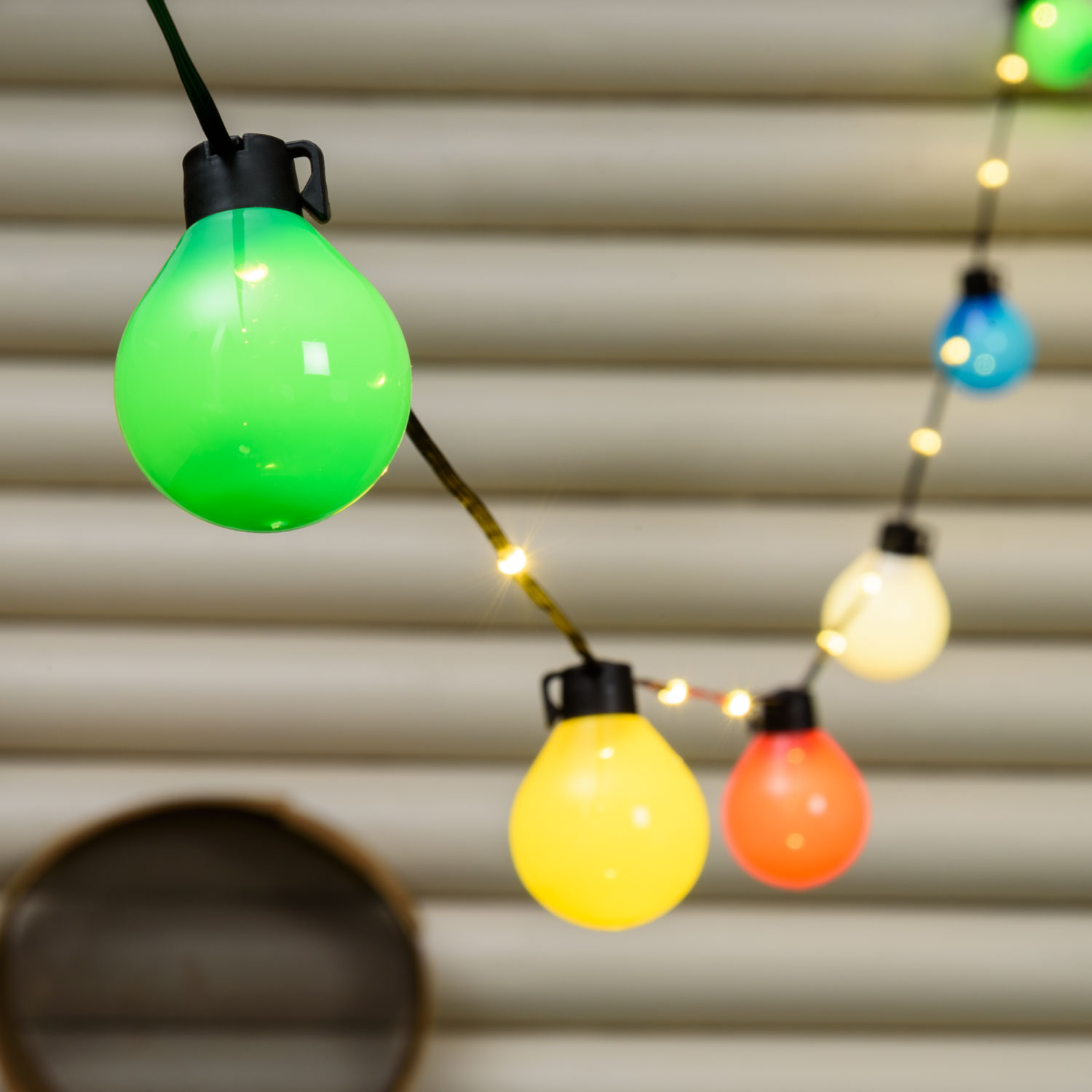 10m Festoon Lights With Illuminated Cable, 25 Multicolor Bulbs, Warm White LEDs, Black Cable 10m Festoon Lights With Illuminated Cable, 25 Multicolor Bulbs, Warm White LEDs, Black Cable