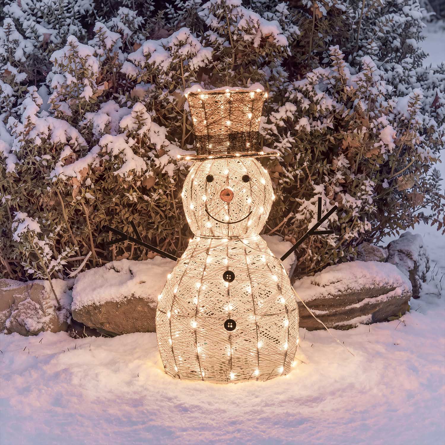 Pupazzo di Neve 3D Light Cream & Brown, h 70 cm, 160 Dual LED bianco extra caldo e bianco freddo 15