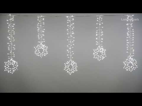 Stalattite decorata con cristalli di neve 3,2 x h 0,8 m, 728 microled bianco freddo 2 Stalattite decorata con cristalli di neve 3,2 x h 0,8 m, 728 microled bianco freddo 2