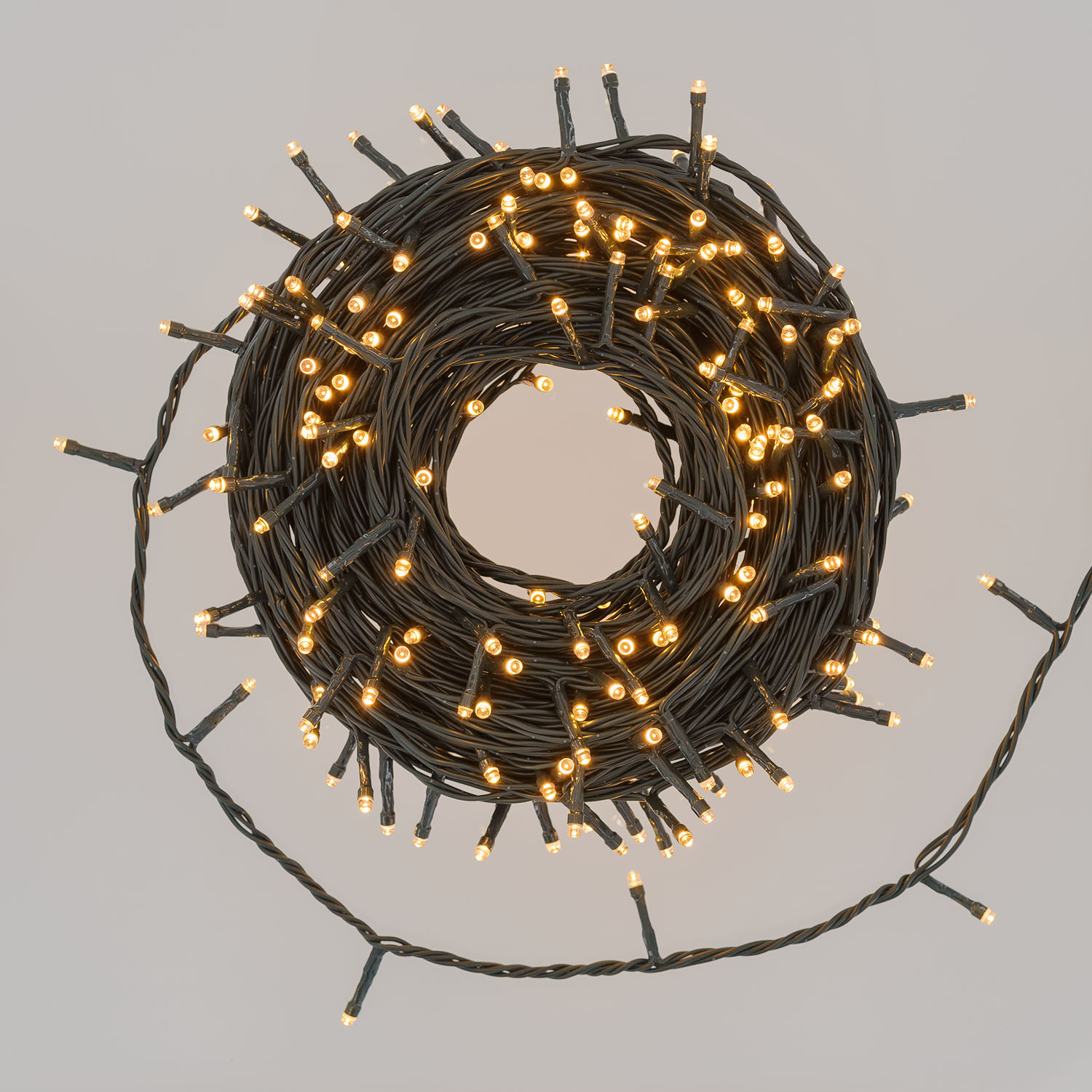 Catena Connect+ 25 m, 250 led bianco caldo, cavo verde, prolungabile