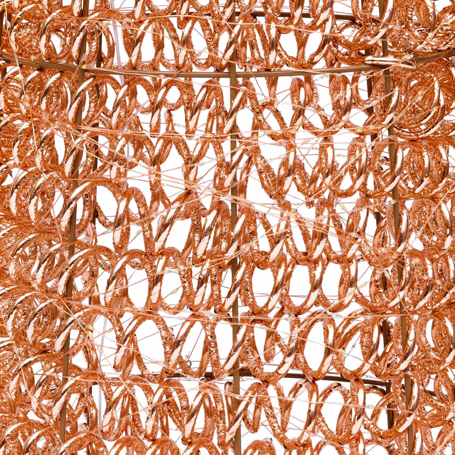 Set 2 coni in metallo 3D Rose Gold, filo a spirale, microled bianco caldo 3