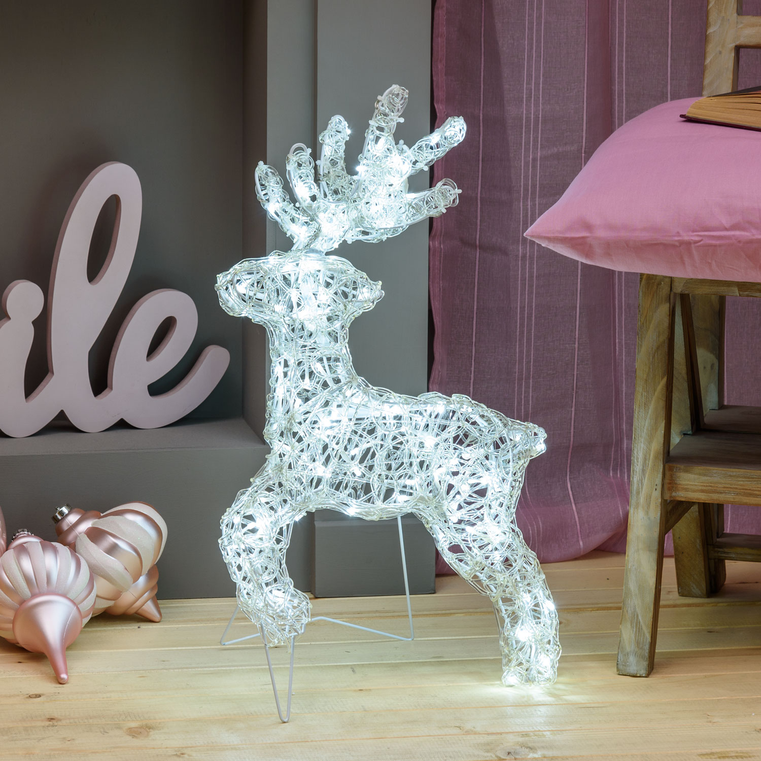 Reno al galope Thin 3D, h 60 cm, led blanco frío Reno al galope Thin 3D, h 60 cm, led blanco frío