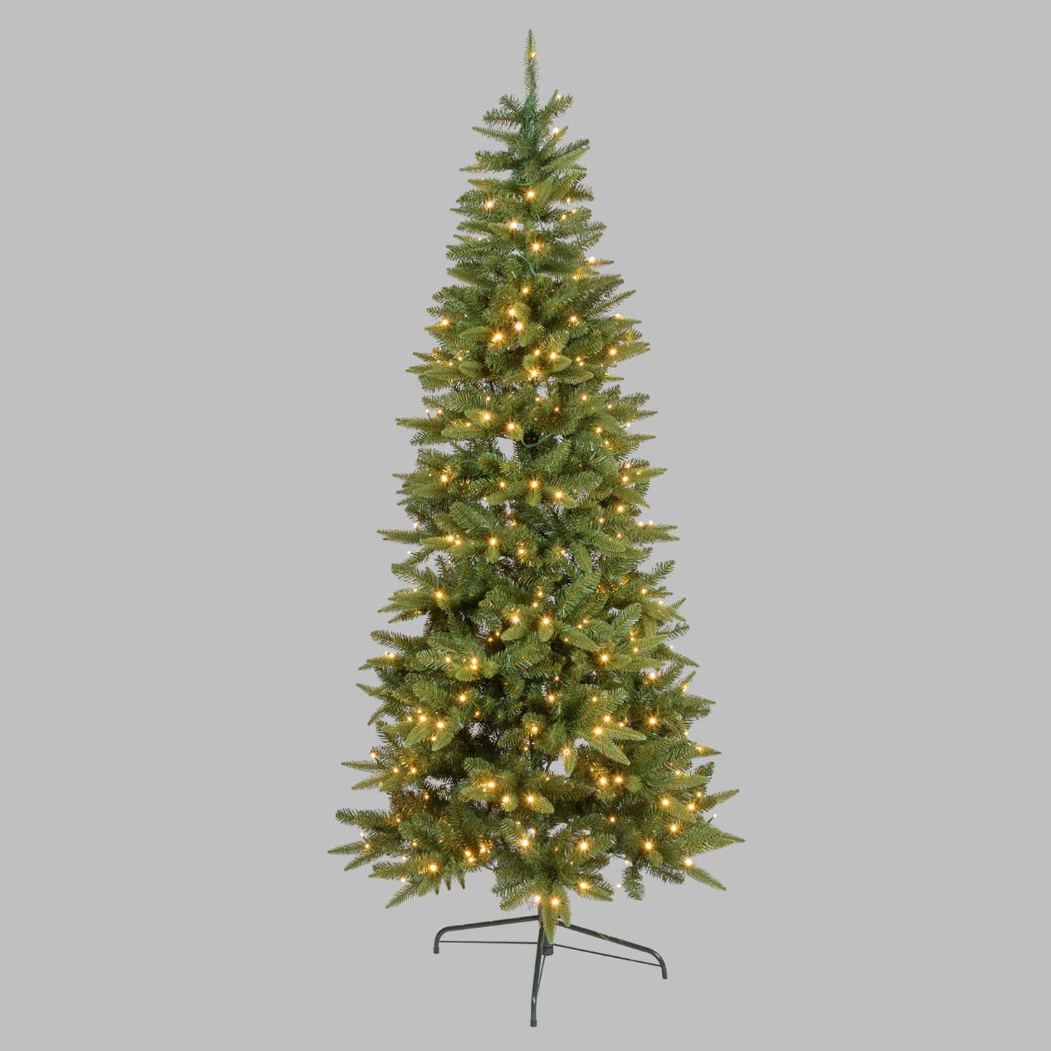 Albero Slim in finto pino 210 cm, 400 led integrati bianco caldo Albero Slim in finto pino 210 cm, 400 led integrati bianco caldo