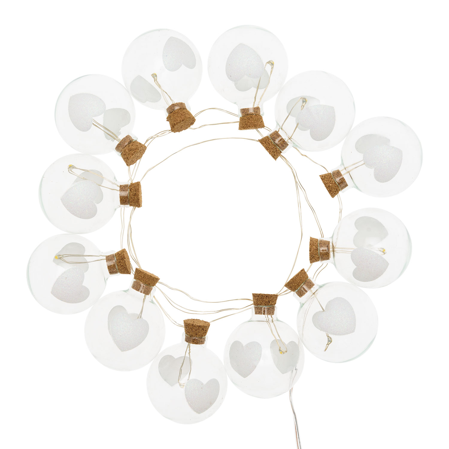 1,2m, 12 Glass Spheres with Hearts Battery String Lights, Ø 40mm, Warm WhiteLEDs 3 1,2m, 12 Glass Spheres with Hearts Battery String Lights, Ø 40mm, Warm WhiteLEDs 3