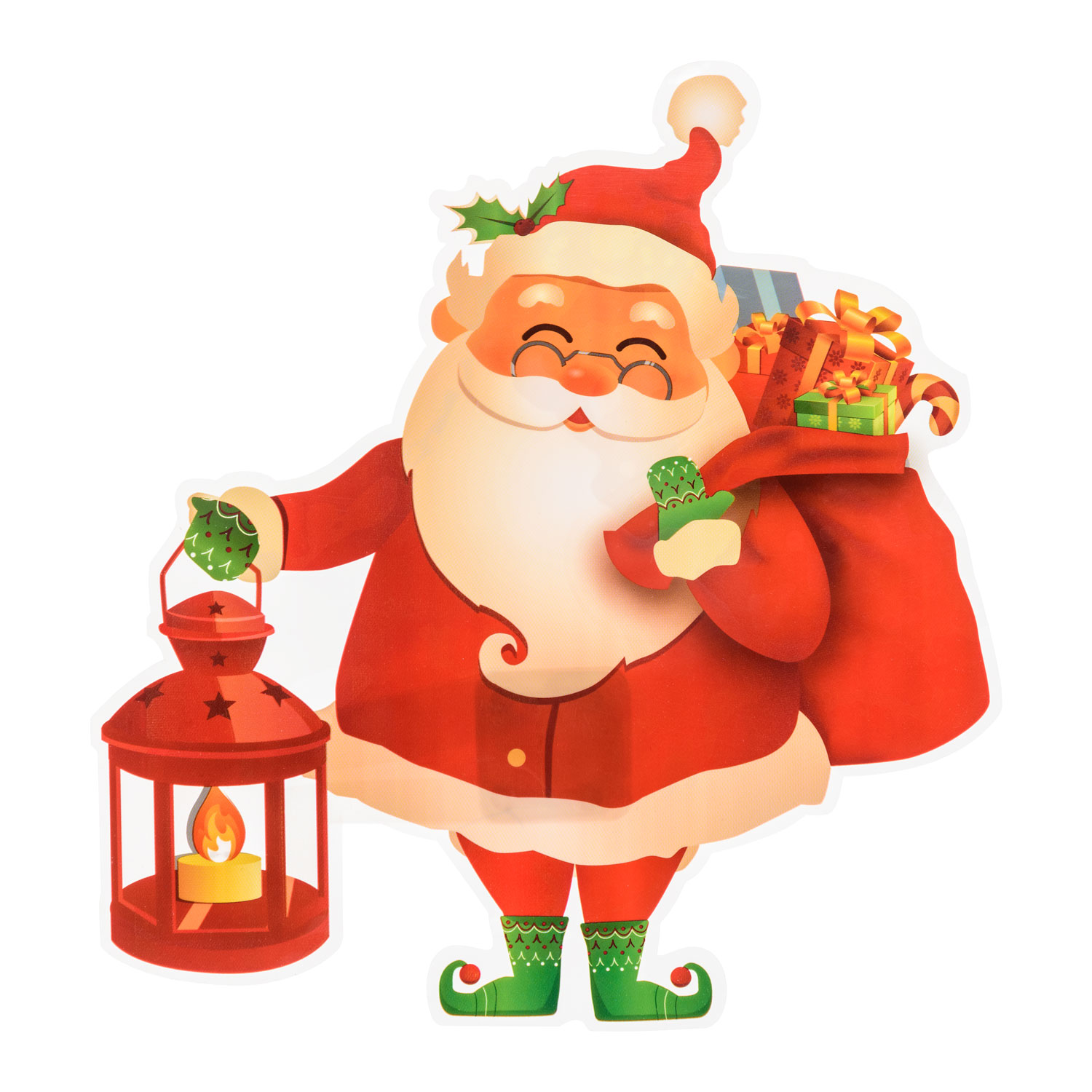 Christmas window sticker, Santa with lantern, 25 cm, warm white LEDs 5 Christmas window sticker, Santa with lantern, 25 cm, warm white LEDs 5
