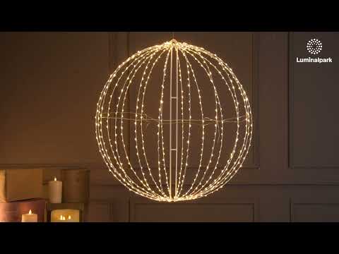 Weiße faltbare 3D-Sphäre, Ø 74 cm, 720 Micro-LEDs in warmem und kaltem Weiß 2