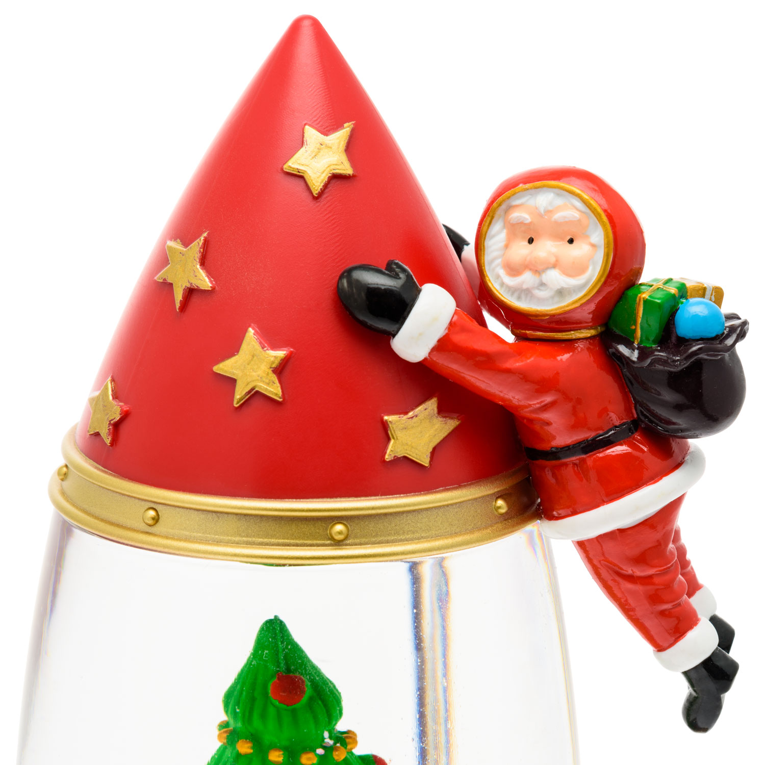 Raketenlaterne mit Astronaut-Weihnachtsmann, rot und gold, h 27,5 cm, warmweiß 5 Raketenlaterne mit Astronaut-Weihnachtsmann, rot und gold, h 27,5 cm, warmweiß 5
