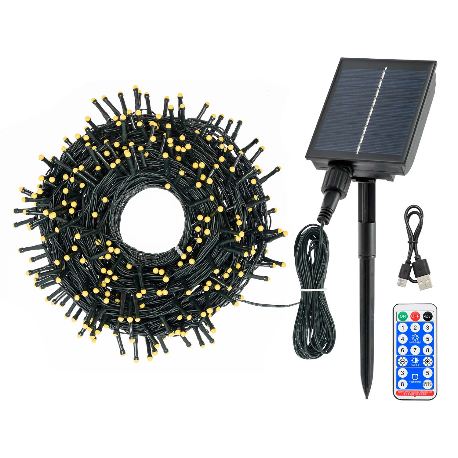 Guirnalda 25 m, led blanco cálido, panel solar y transformador incluidos 3 Guirnalda 25 m, led blanco cálido, panel solar y transformador incluidos 3