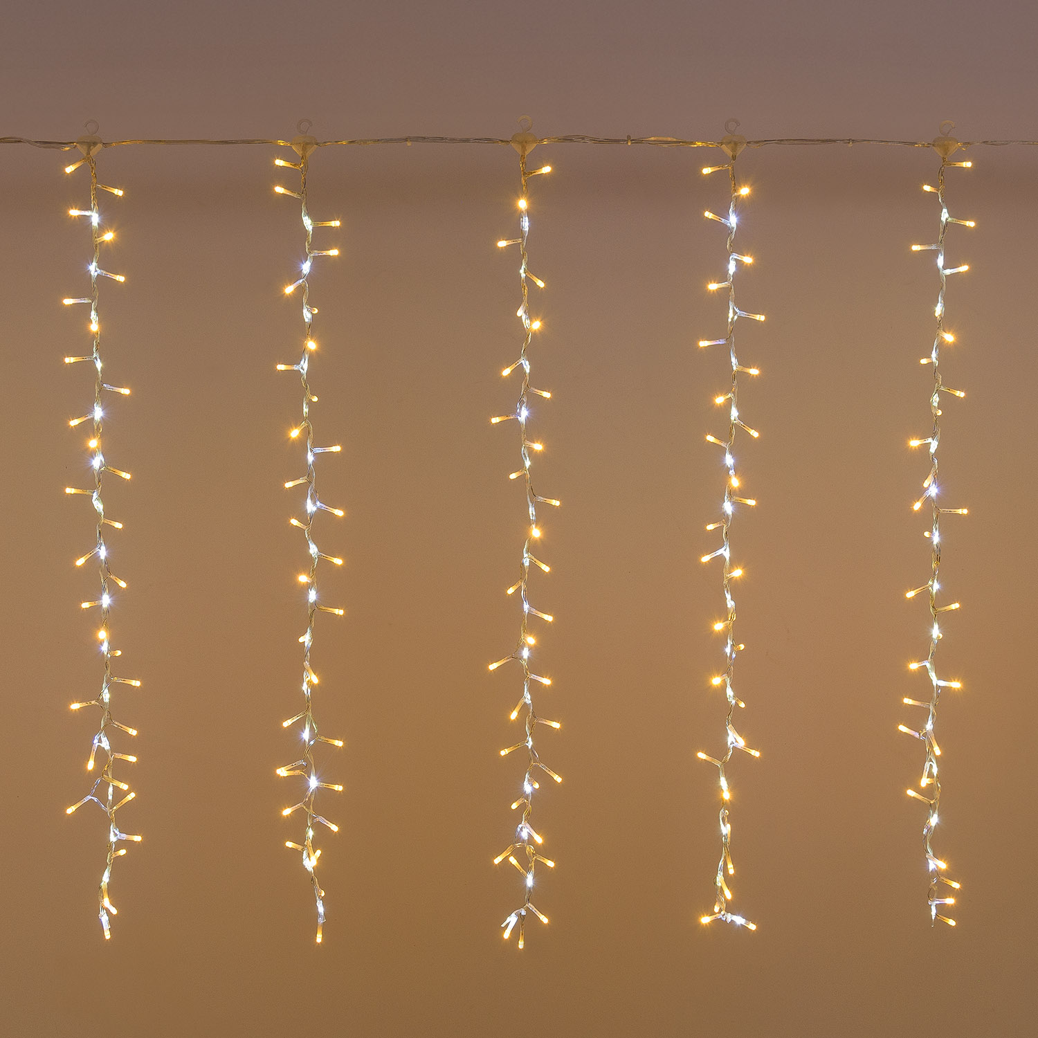 Tenda Nastro di Luce StarFall 4,6 x h 0,8 m, 1152 led bianco caldo e bianco freddo, cavo trasparente