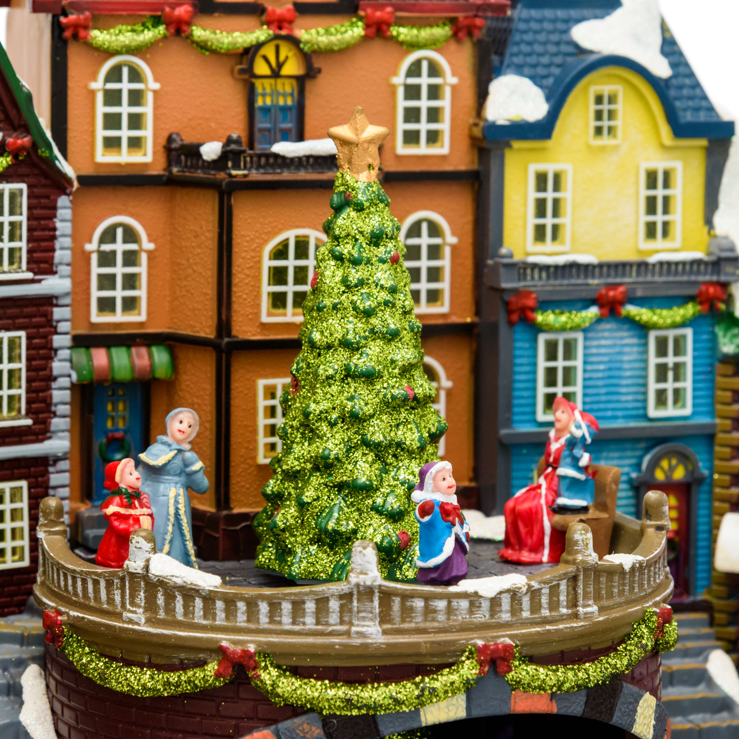 Pueblo de Navidad, Estación con Trenecito en movimiento y Árbol de Navidad giratorio, h 38 cm, villancicos 5 Pueblo de Navidad, Estación con Trenecito en movimiento y Árbol de Navidad giratorio, h 38 cm, villancicos 5