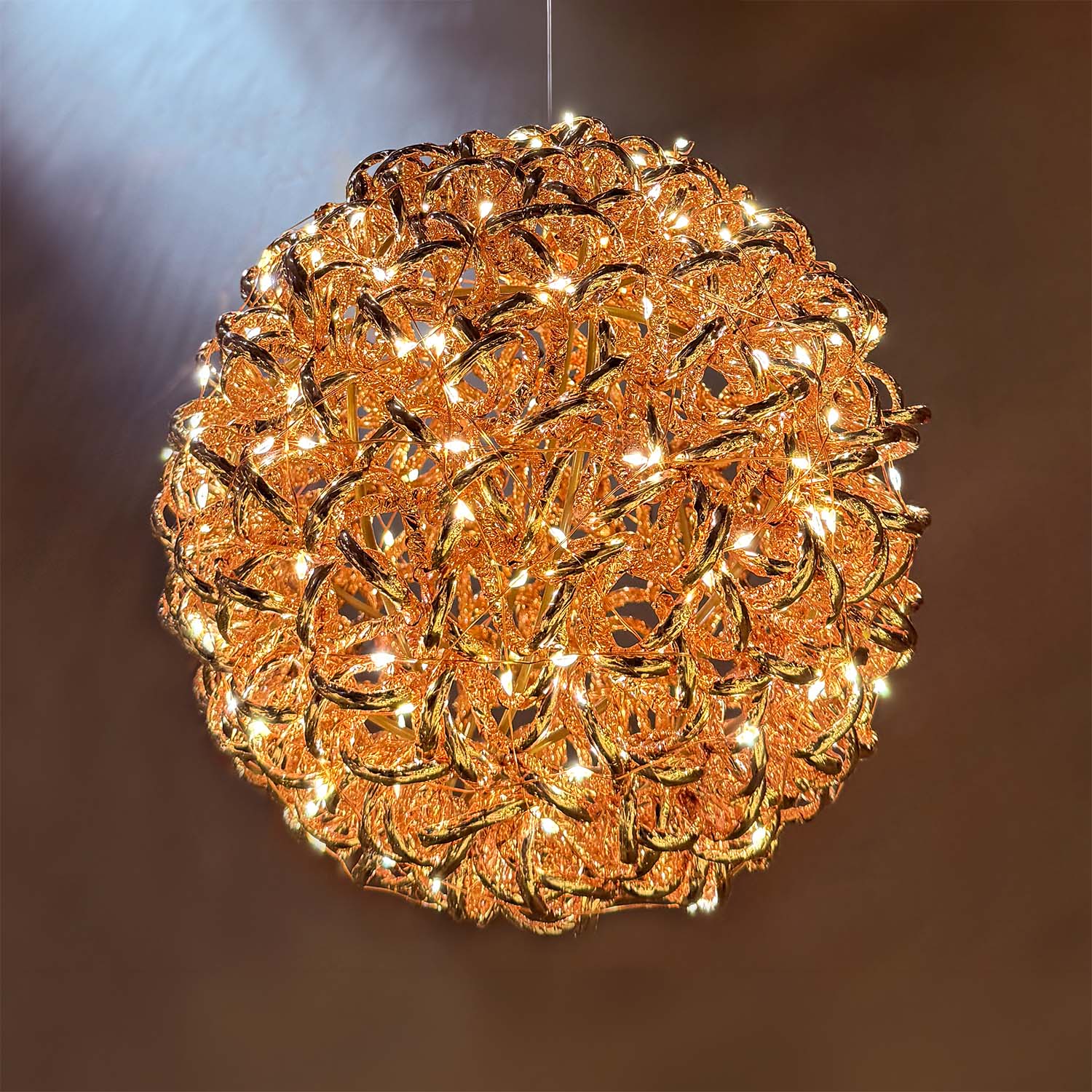 Sphère 3D Rose Gold, fil tressé spiral, ∅25 cm, 200 microled blanc chaud 5