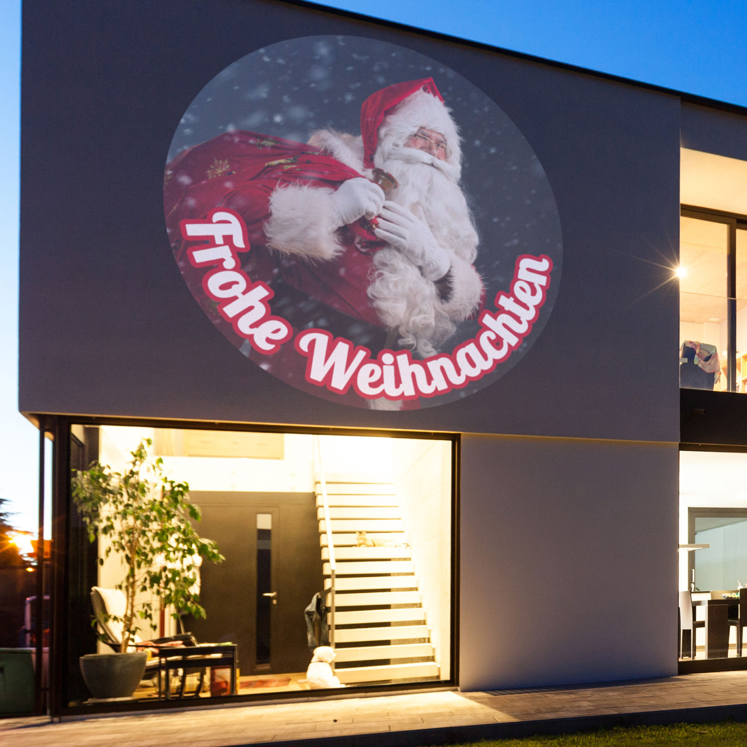 Gobo Weihnachtsmann mit Sack Frohe Weihnachten Ø30-20 mm 2 Gobo Weihnachtsmann mit Sack Frohe Weihnachten Ø30-20 mm 2