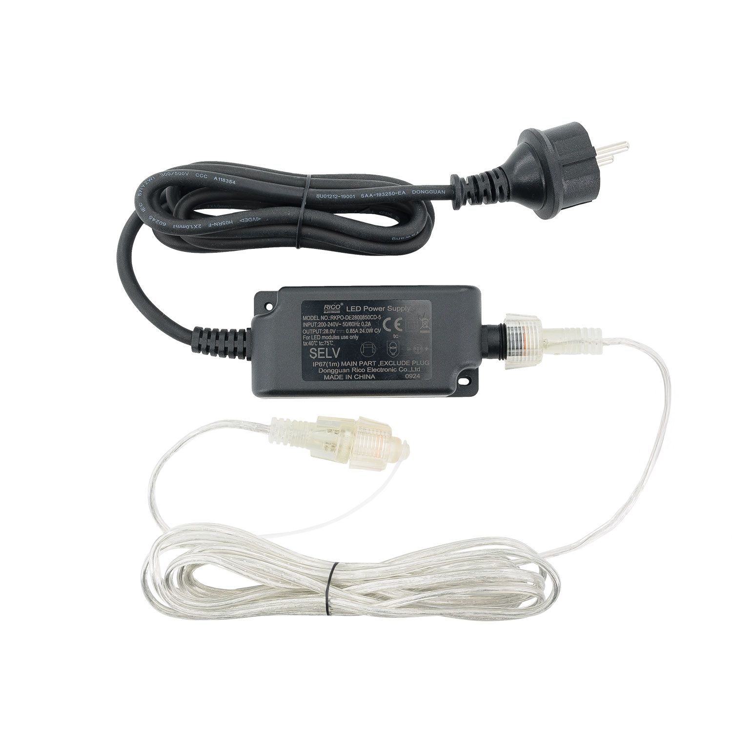 Trasformatore Connect+ fino a 1600 led, 24 Watt, cavo trasparente