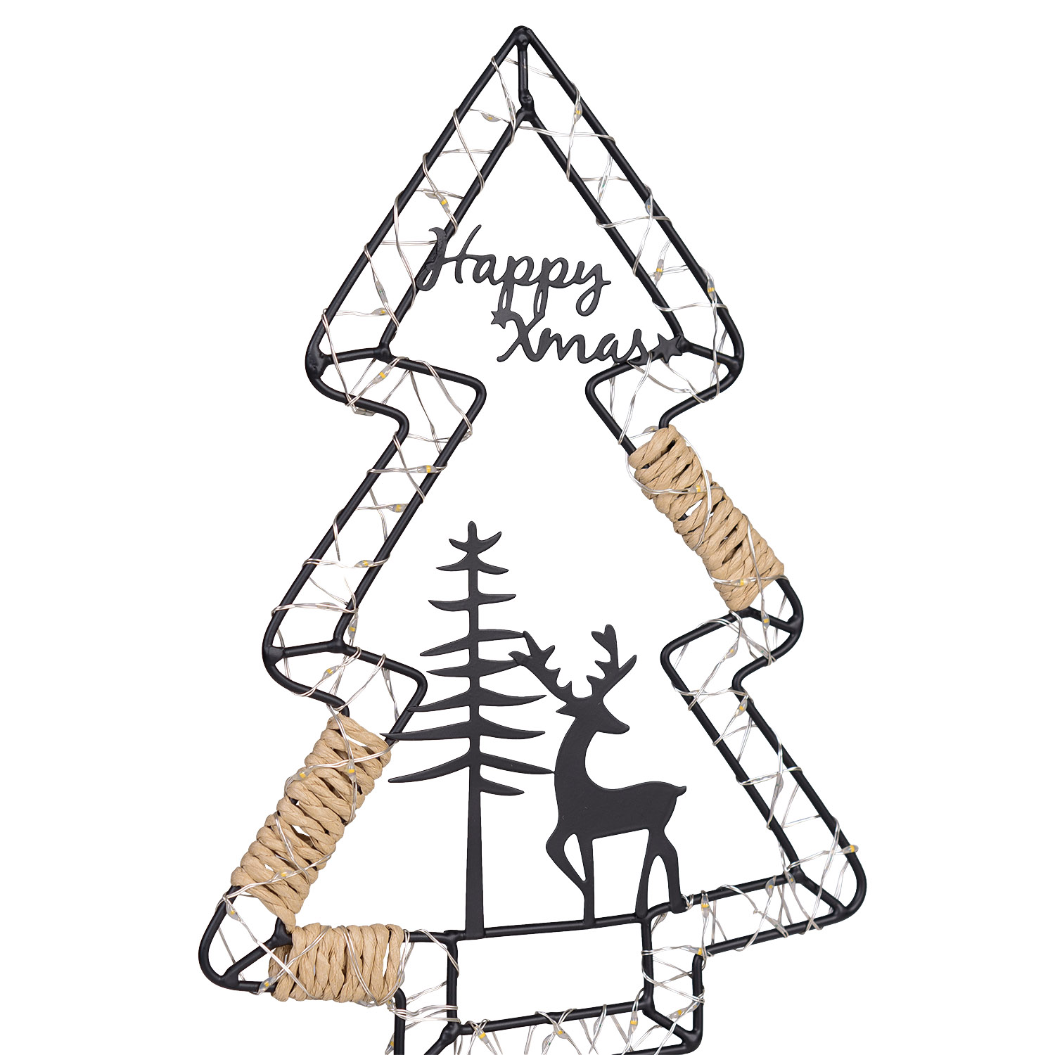 Weihnachtsbaum Landschaft mit Standfuß, H 35 cm, schwarzes Metall und warmweiße Micro-LEDs 3 Weihnachtsbaum Landschaft mit Standfuß, H 35 cm, schwarzes Metall und warmweiße Micro-LEDs 3