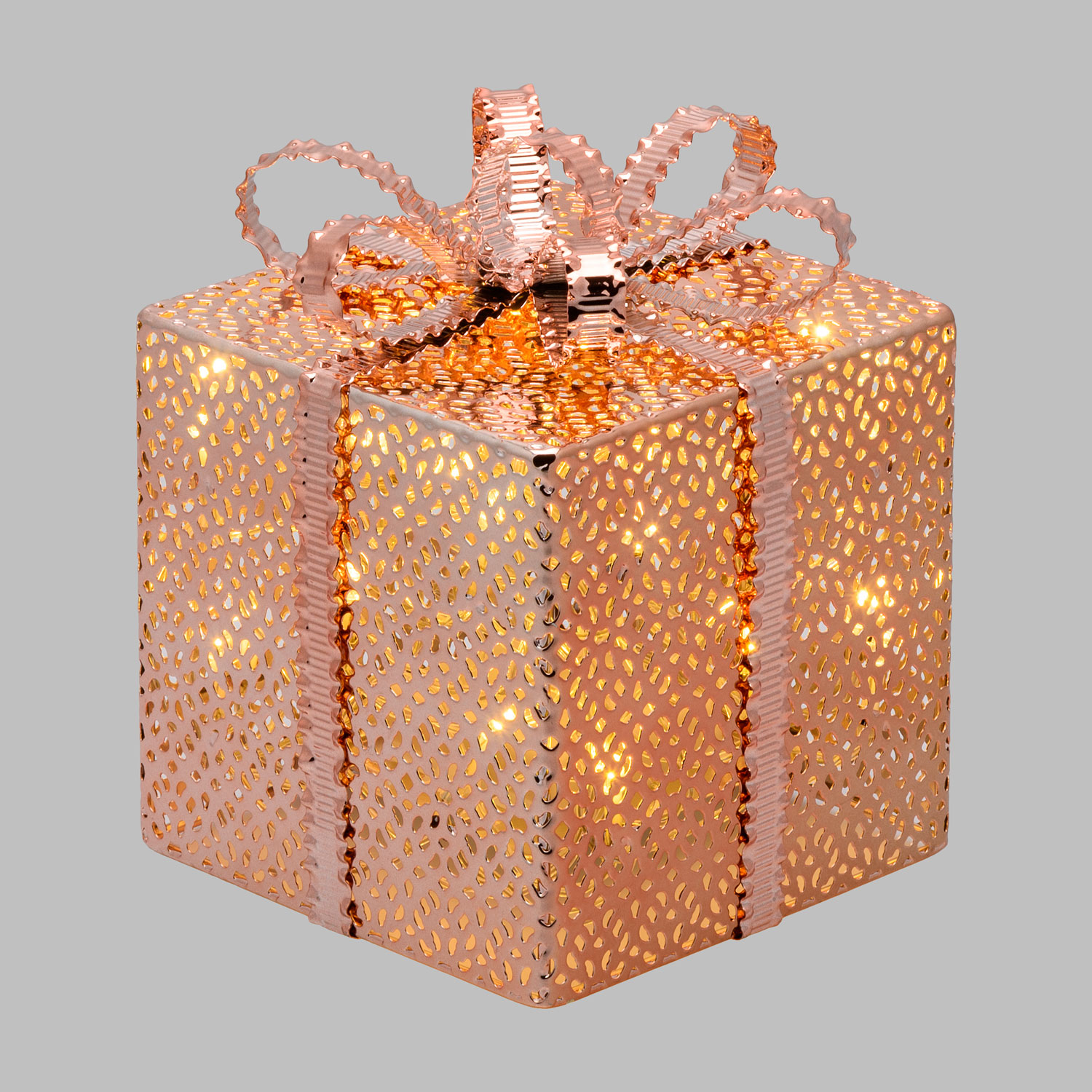 Kupferfarbenes LED Geschenkpaket h 16,5 cm, warmweiß 4 Kupferfarbenes LED Geschenkpaket h 16,5 cm, warmweiß 4