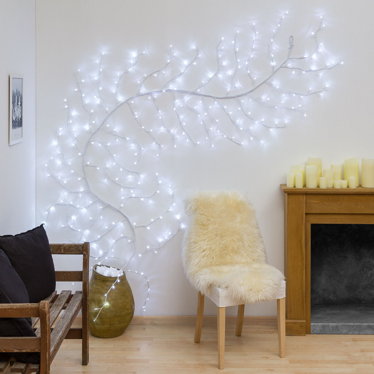 Branche blanche h 3 m, 288 led blanc froid 12 Branche blanche h 3 m, 288 led blanc froid 12
