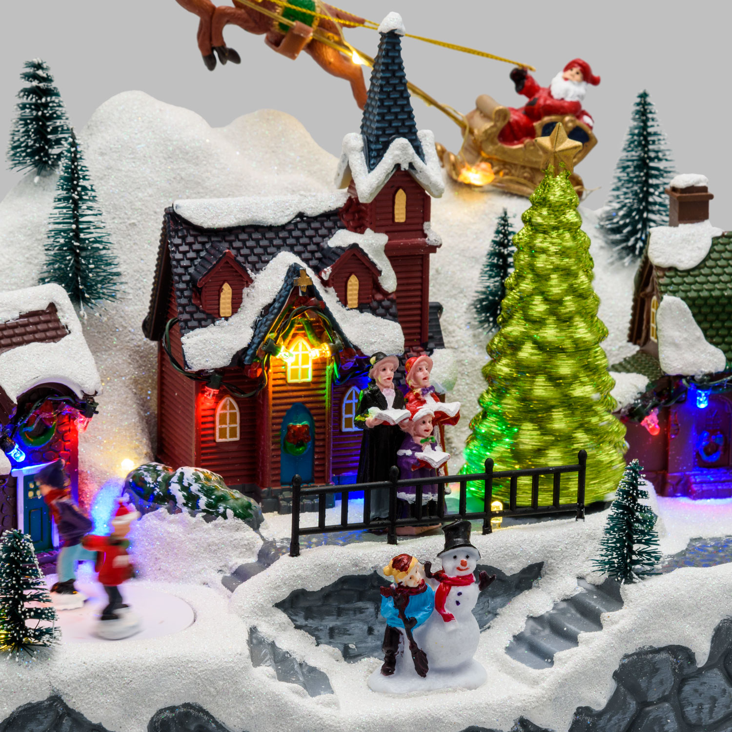 Weihnachtsdorf, Landschaft, Weihnachtsmann und Schlittschuhläufern, Weihnachtslieder 8 Weihnachtsdorf, Landschaft, Weihnachtsmann und Schlittschuhläufern, Weihnachtslieder 8