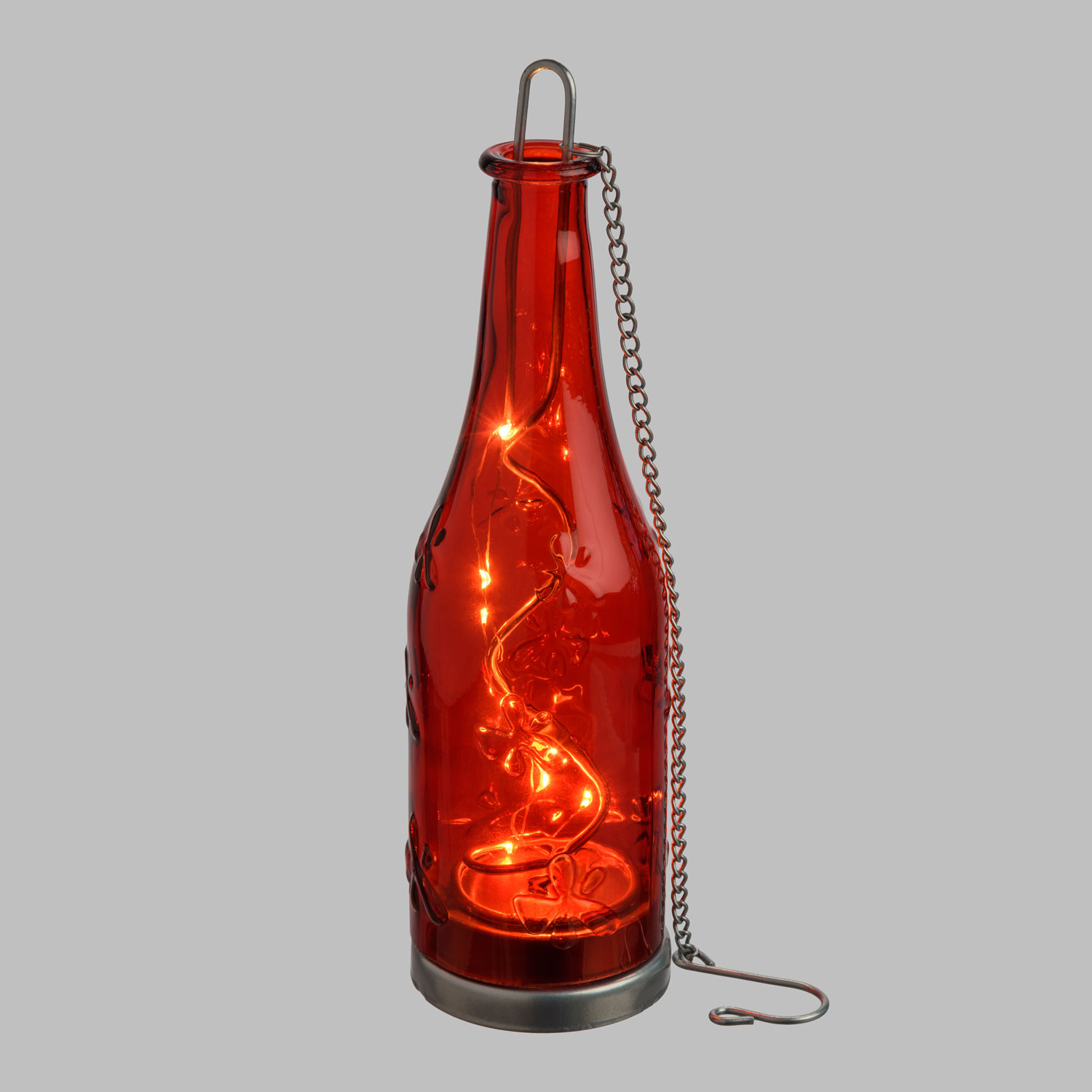 Bouteille lumineuse en verre rouge, 10 micro led blanc chaud 4 Bouteille lumineuse en verre rouge, 10 micro led blanc chaud 4