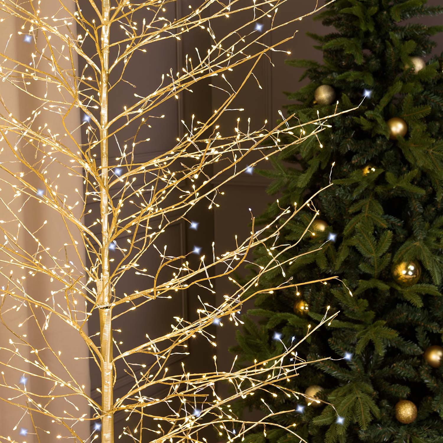 Arbre Branche de Tilleul Champagne h 2,3 m, 1560 microled blanc chaud et blanc froid, utilisation en intérieur 3 Arbre Branche de Tilleul Champagne h 2,3 m, 1560 microled blanc chaud et blanc froid, utilisation en intérieur 3