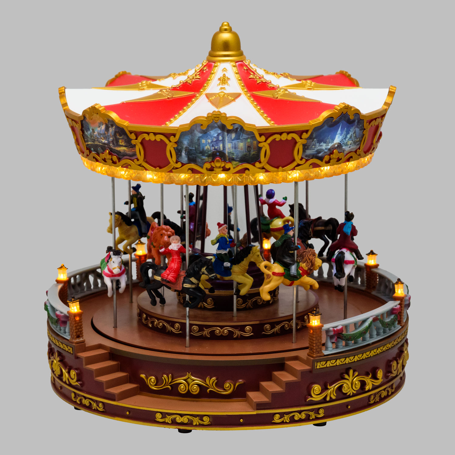 Villaggio di Natale, Giostra rotante con Cavalli in movimento verticale, h. 31 cm, musiche natalizie 7 Villaggio di Natale, Giostra rotante con Cavalli in movimento verticale, h. 31 cm, musiche natalizie 7