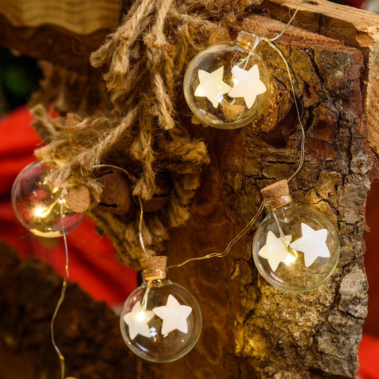 1,2m, 12 Glass Spheres with Stars Battery String Lights, Ø 40mm, Warm WhiteLEDs 1 1,2m, 12 Glass Spheres with Stars Battery String Lights, Ø 40mm, Warm WhiteLEDs 1