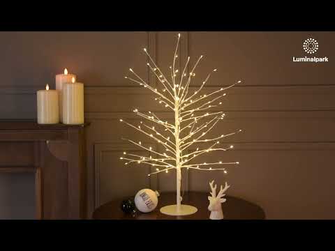 Lindenzweig-Baum weiß, Höhe 0,6 m, 160 warmweiße Mikro-LEDs, Innenbereich 2