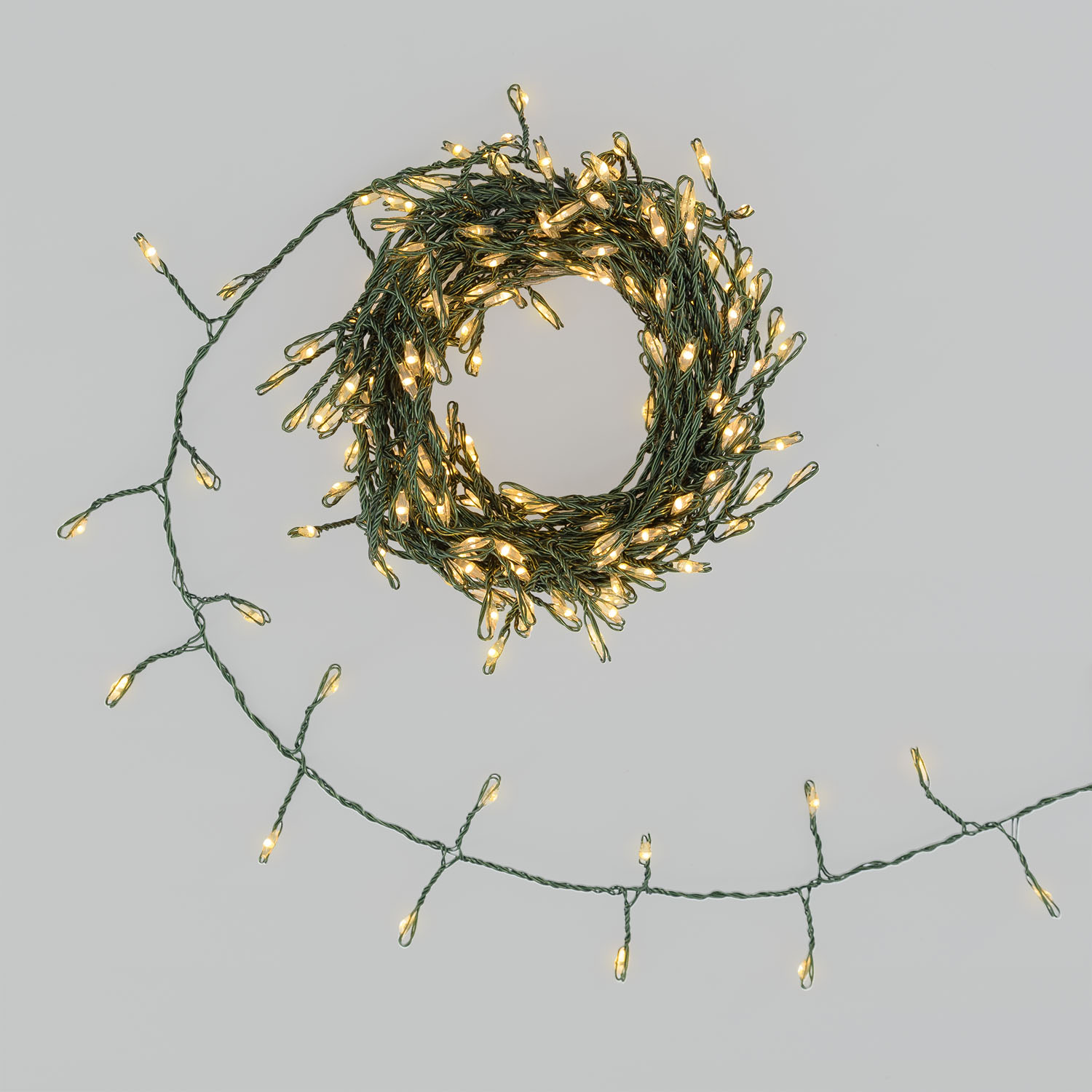 Guirnalda Festón de Luces de batería 5 m, 250 microled blanco cálido, cable metal verde 2