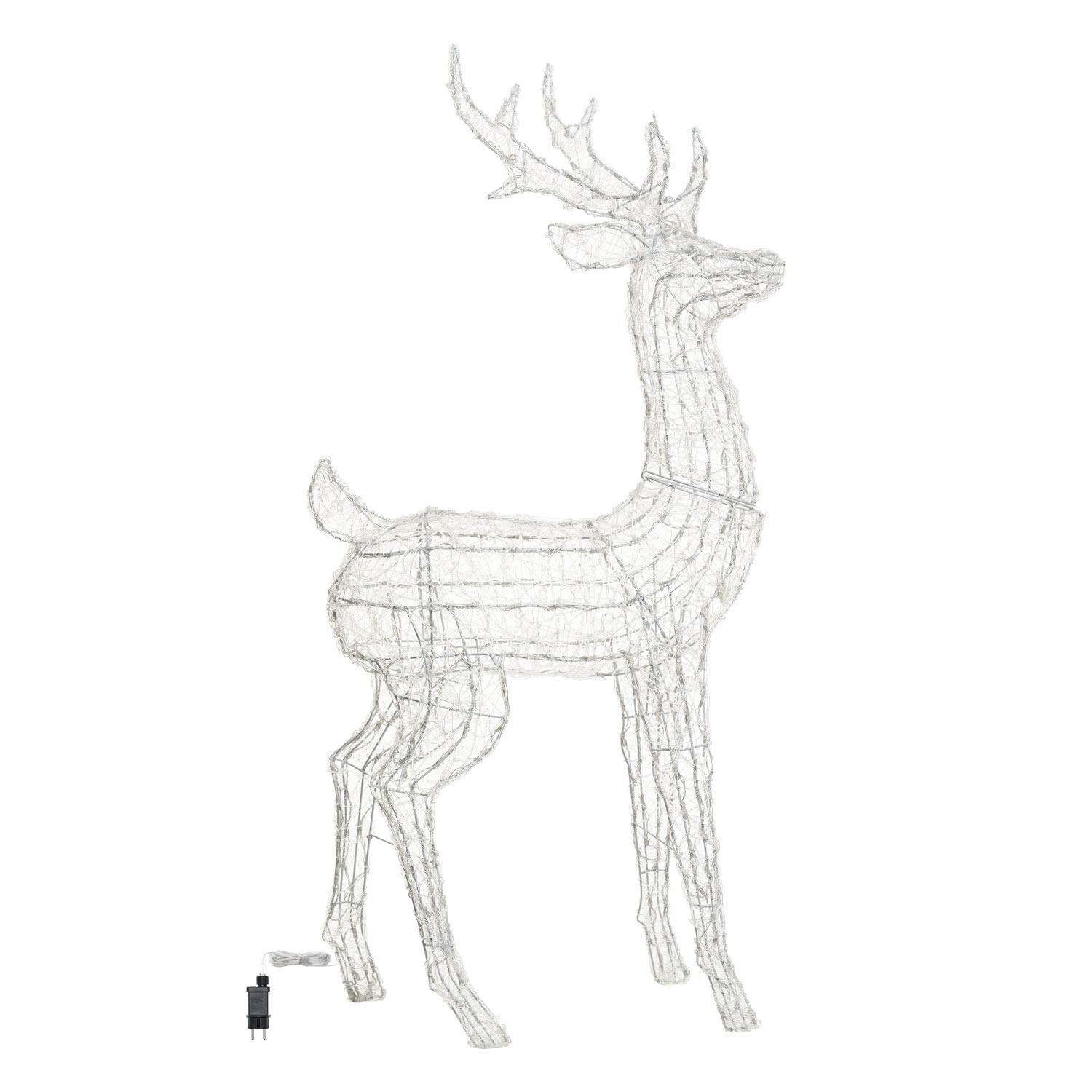 Renne tête tournante acrylique transparent, h 160 cm, led blanc froid 3 Renne tête tournante acrylique transparent, h 160 cm, led blanc froid 3