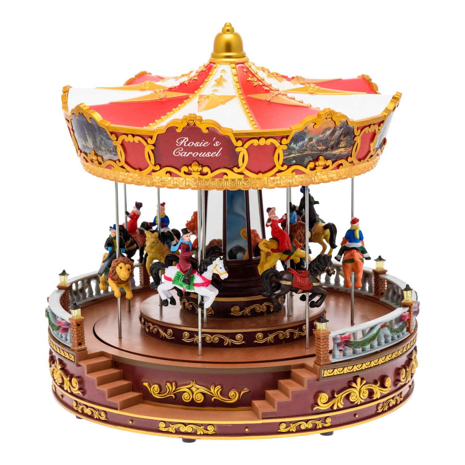 Villaggio di Natale, Giostra rotante con Cavalli in movimento verticale, h. 31 cm, musiche natalizie 3 Villaggio di Natale, Giostra rotante con Cavalli in movimento verticale, h. 31 cm, musiche natalizie 3