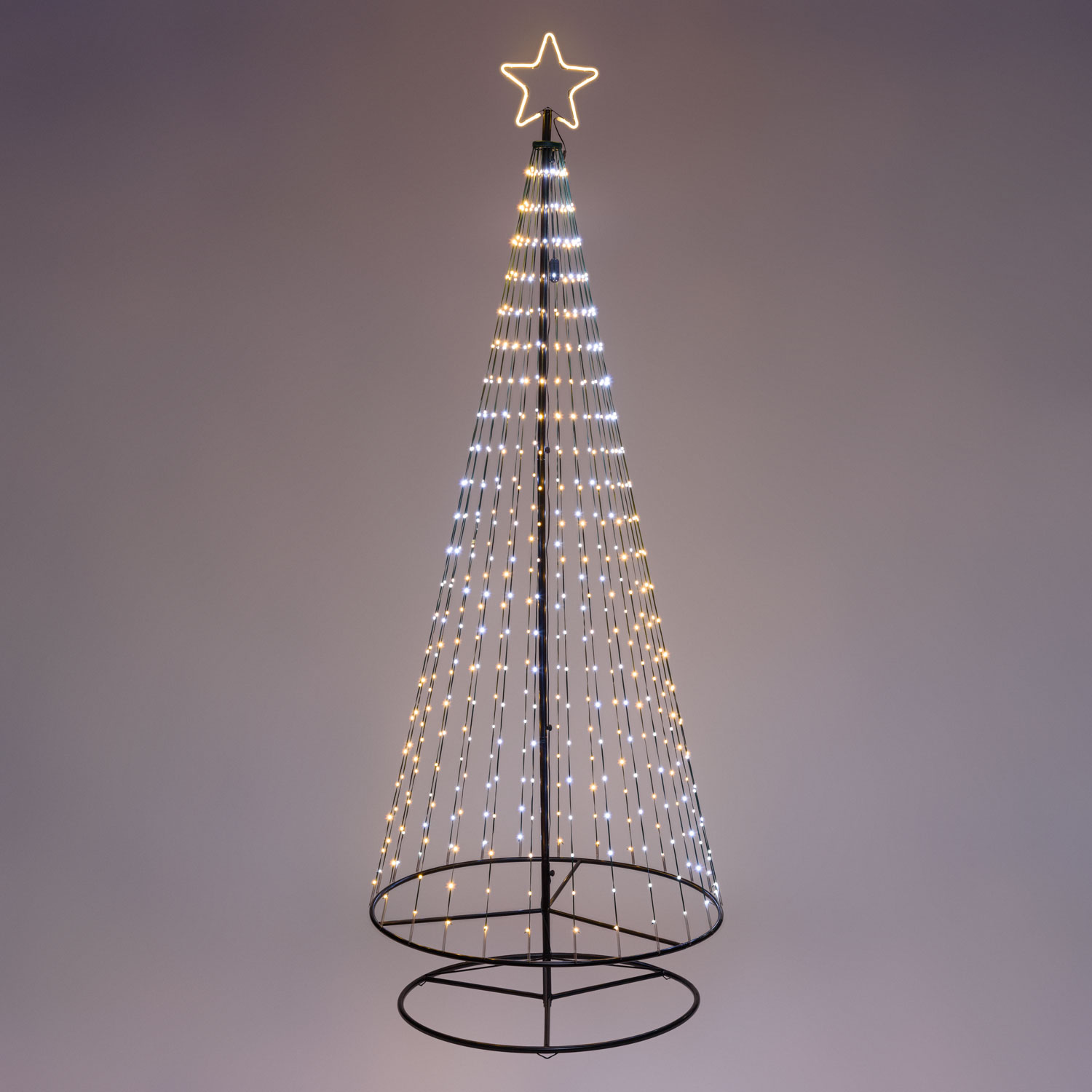 Arbre conique repliable h. 280 cm, Gouttes de lumière led Blanc Chaud et Blanc Froid 1 Arbre conique repliable h. 280 cm, Gouttes de lumière led Blanc Chaud et Blanc Froid 1