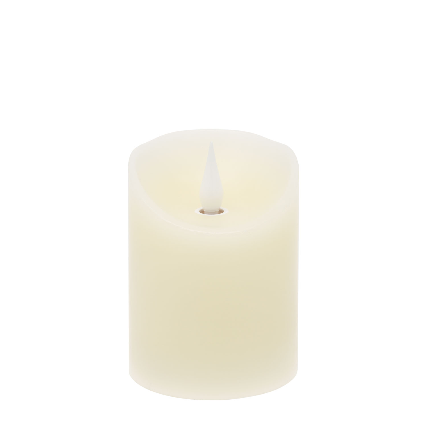 Pillar Candle with 3D flame, shiny smooth ivory wax, h 10 cm 5 Pillar Candle with 3D flame, shiny smooth ivory wax, h 10 cm 5