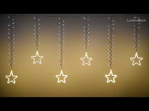 Eisregen Cluster Lichterkette mit Neon-Sternen warmweiß und 240 MiniLEDs kaltweiß, 3,6 x h 0,7 m 2 Eisregen Cluster Lichterkette mit Neon-Sternen warmweiß und 240 MiniLEDs kaltweiß, 3,6 x h 0,7 m 2