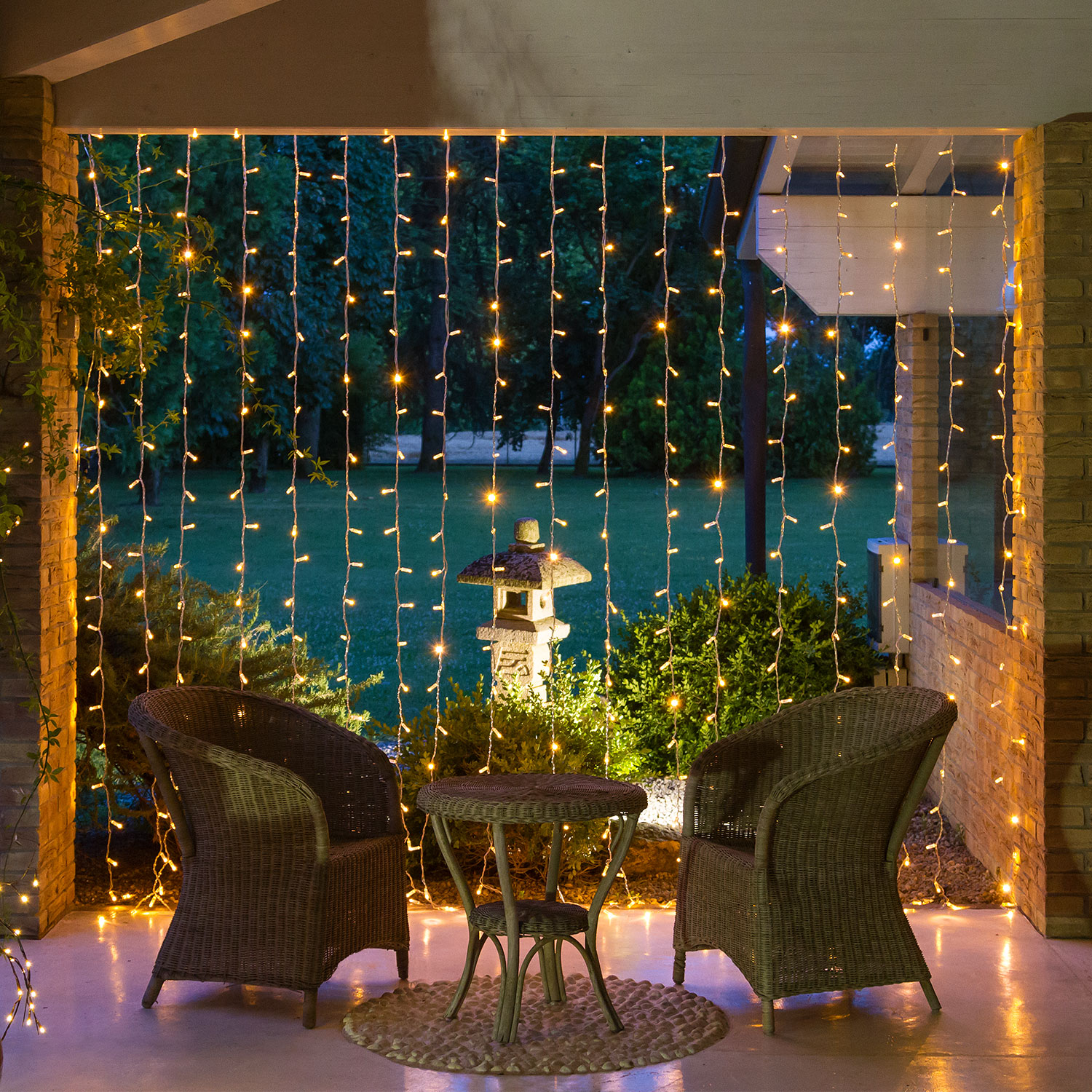 Lichtervorhang 1 x h 3 m, 144 maxiled warmweiß, transparentes Kabel, erweiterbar Lichtervorhang 1 x h 3 m, 144 maxiled warmweiß, transparentes Kabel, erweiterbar
