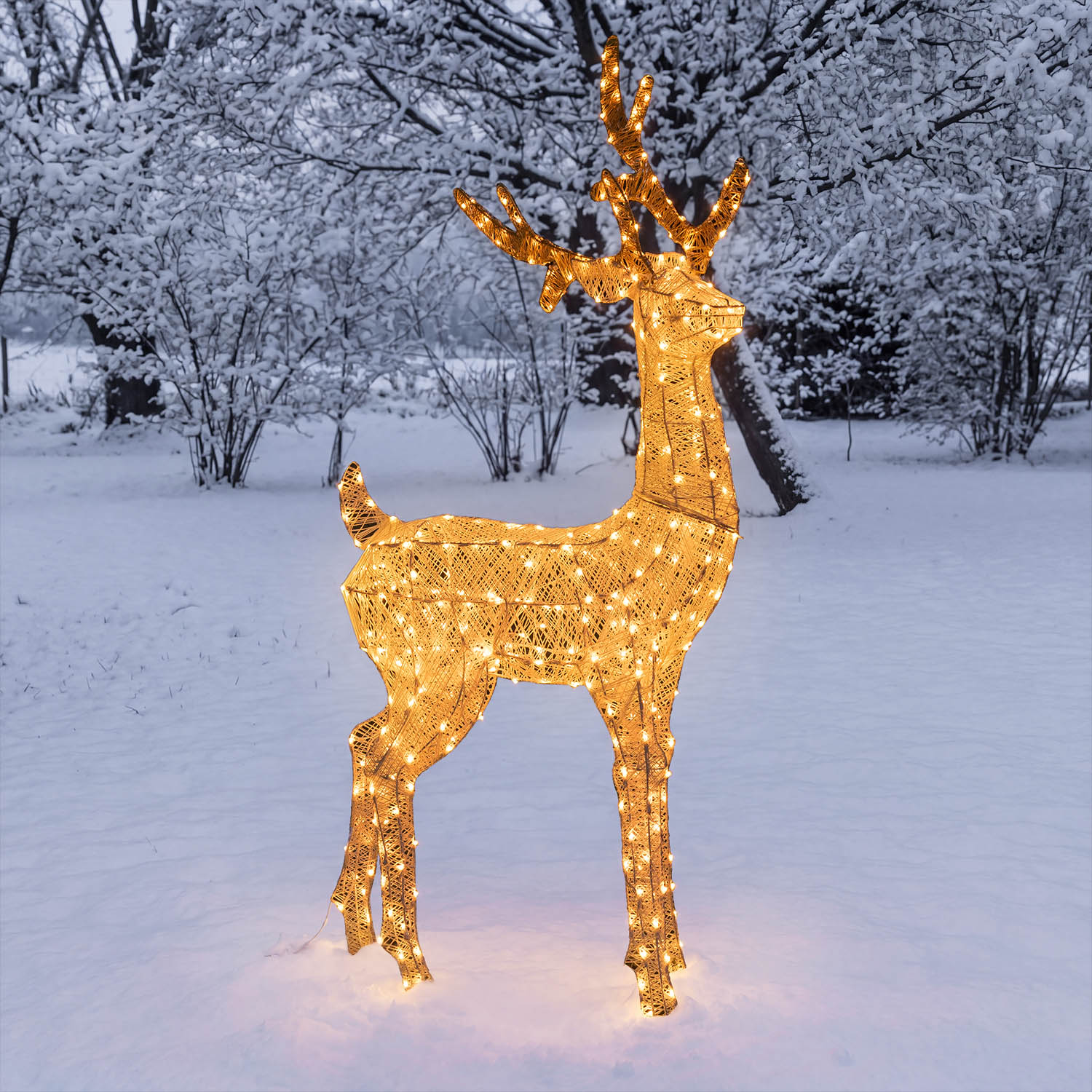 Renna 3D Light Cream & Brown, h 380 cm, 200 Dual LED bianco extra caldo e bianco freddo 10