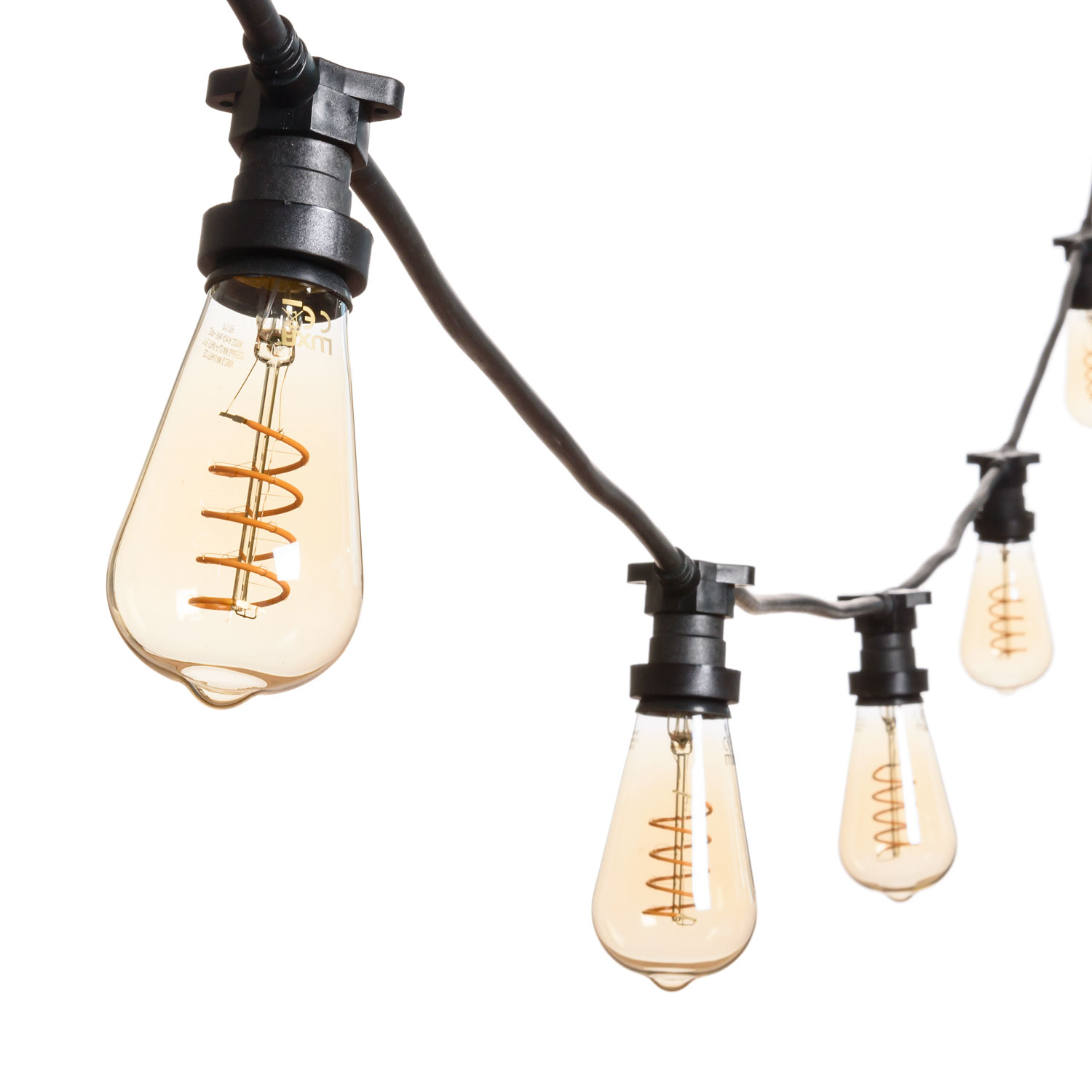 Guirnalda 5m con 5 bombillas led de 4W Edison espiral Ø 64mm Guirnalda 5m con 5 bombillas led de 4W Edison espiral Ø 64mm