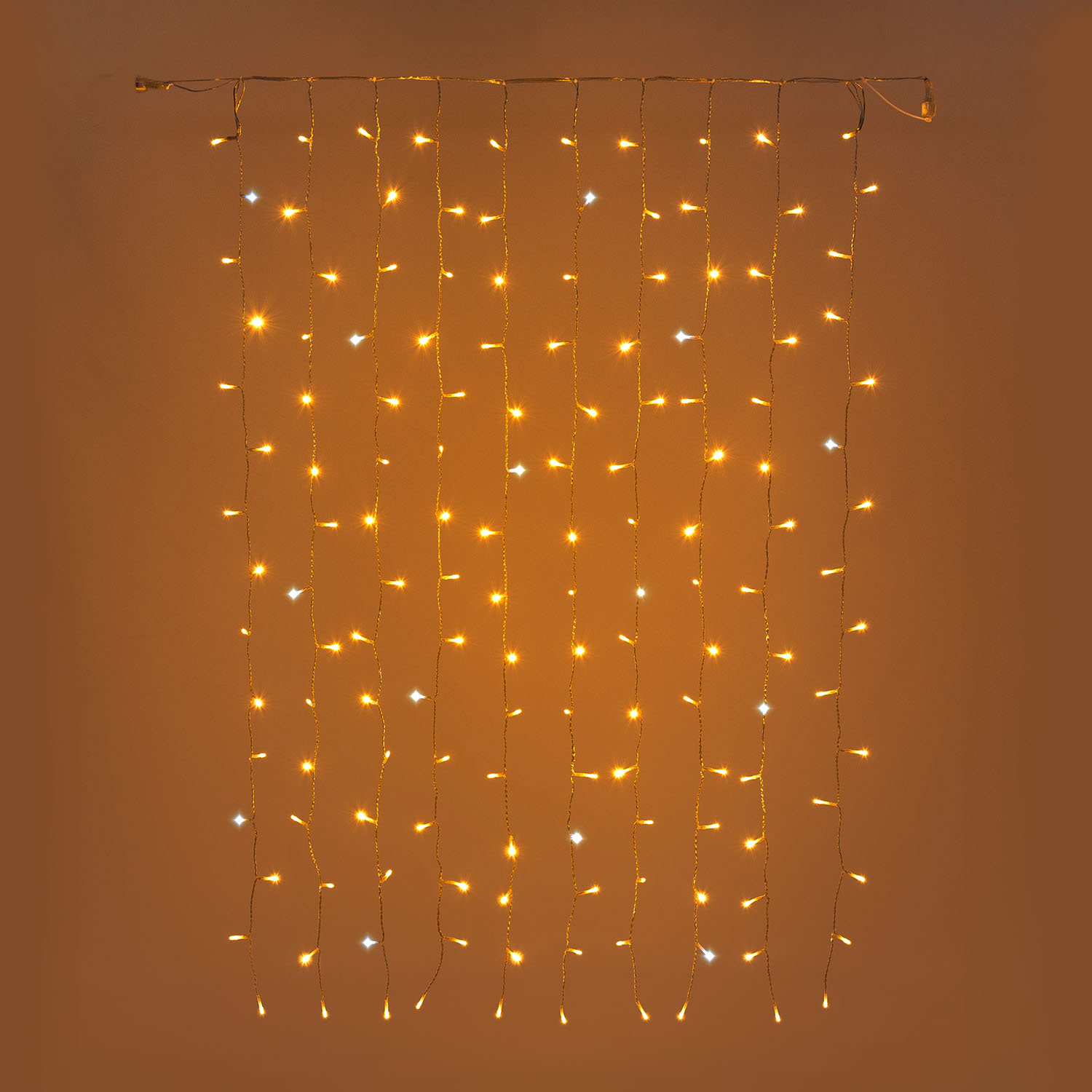 Connect+ Lichtervorhang 1 x H 1,5 m, 150 LEDs warmweiß und kaltweiß, transparentes Kabel, Erweiterbar 6