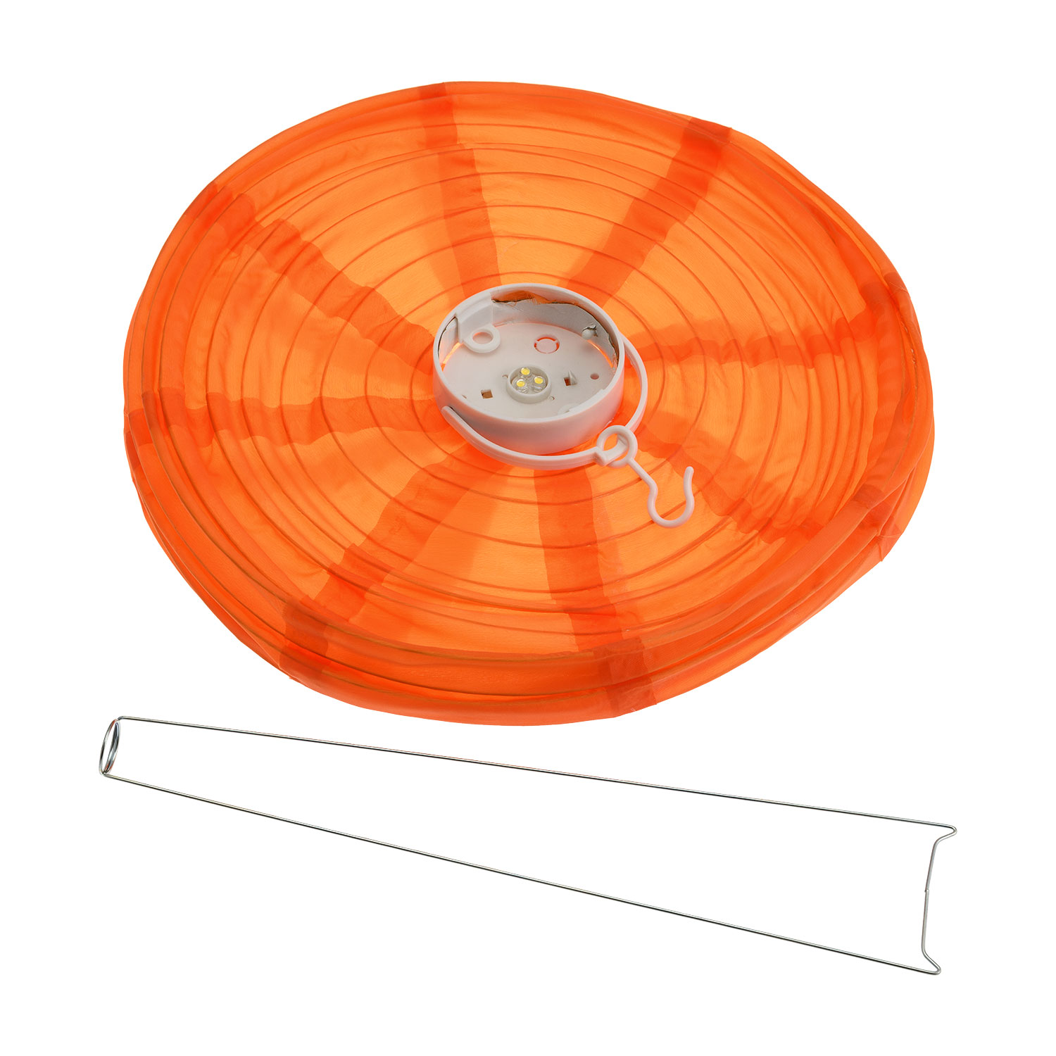 Lanterna luminosa in tessuto arancione Ø 30 cm, led bianco caldo 2 Lanterna luminosa in tessuto arancione Ø 30 cm, led bianco caldo 2