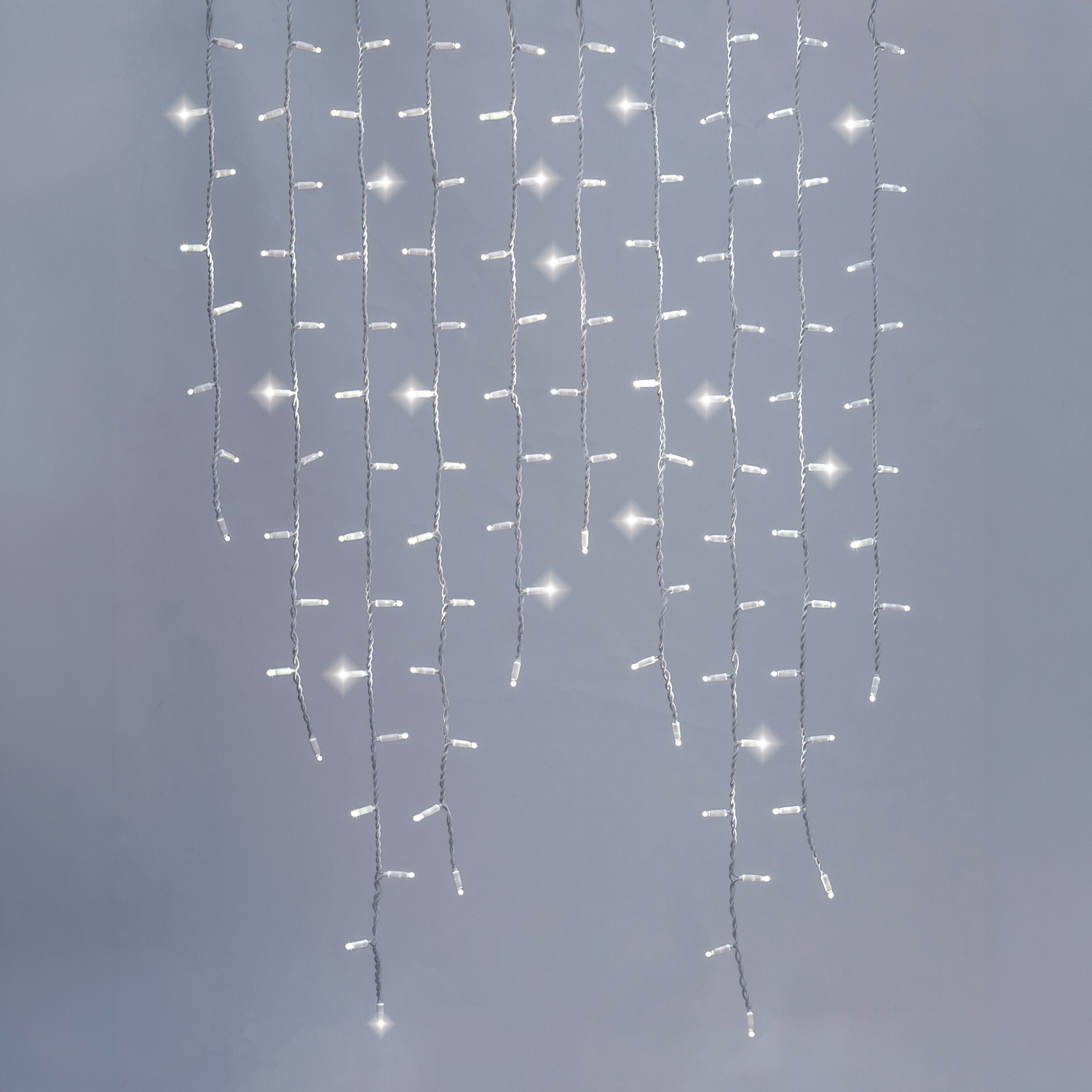 Stalactite 3 x h 1,5 m, 342 maxiled blanc froid, câble blanc, prolongeable, IP67 7
